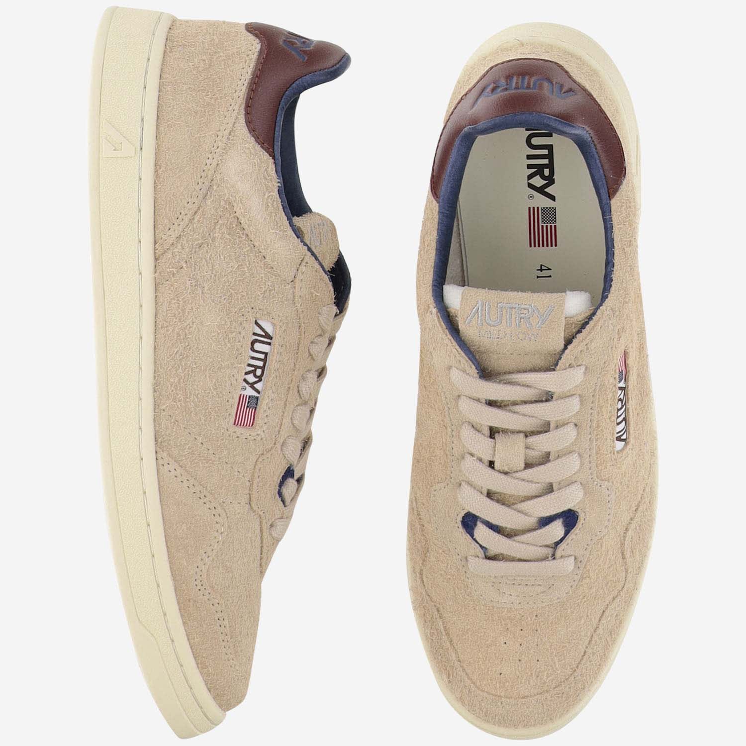 Shop Autry Medalist Low Sneakers In Suede Hair Sand Effect