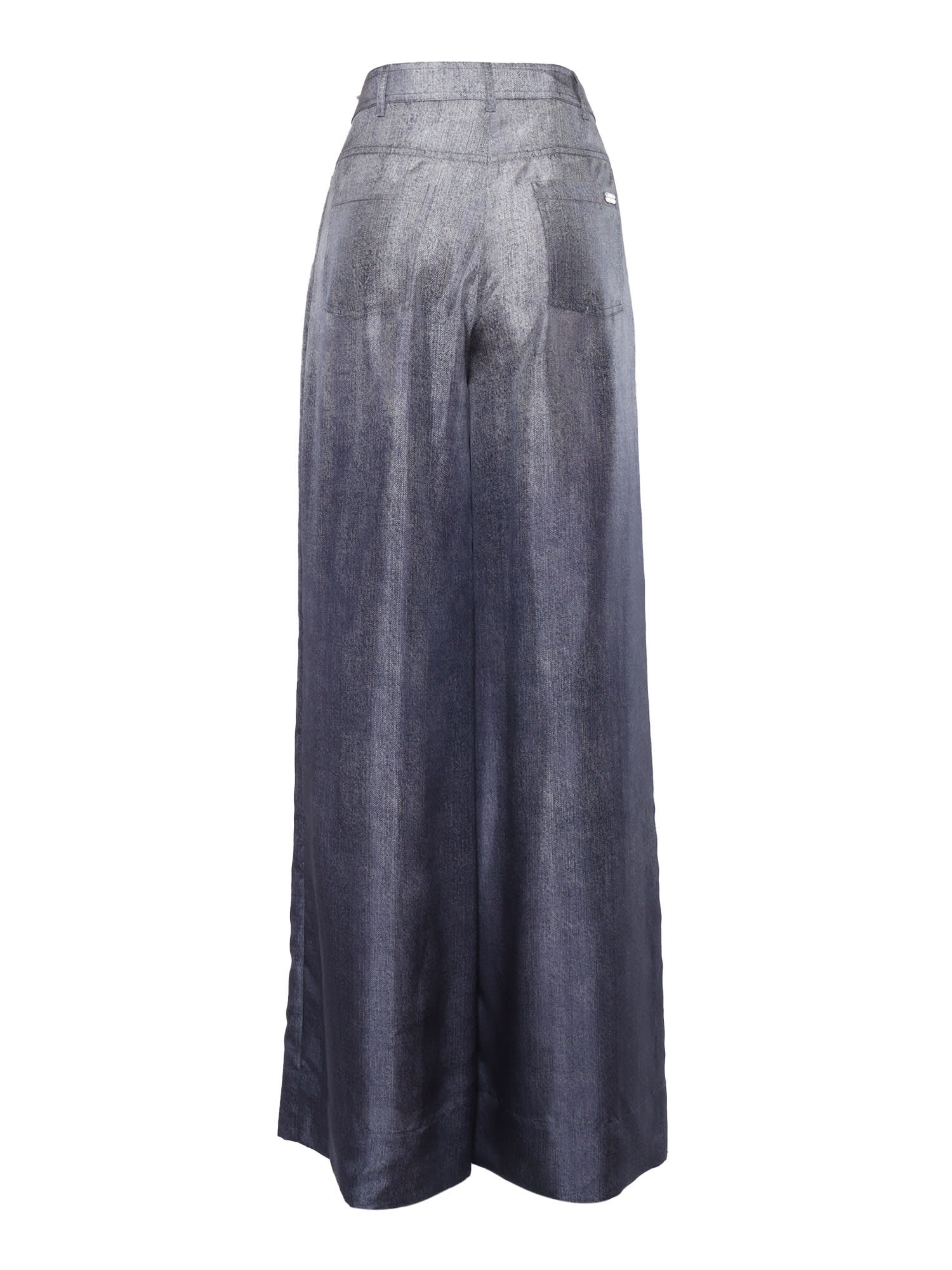 Alberta Ferretti Grey Silk Pants In Multicolor