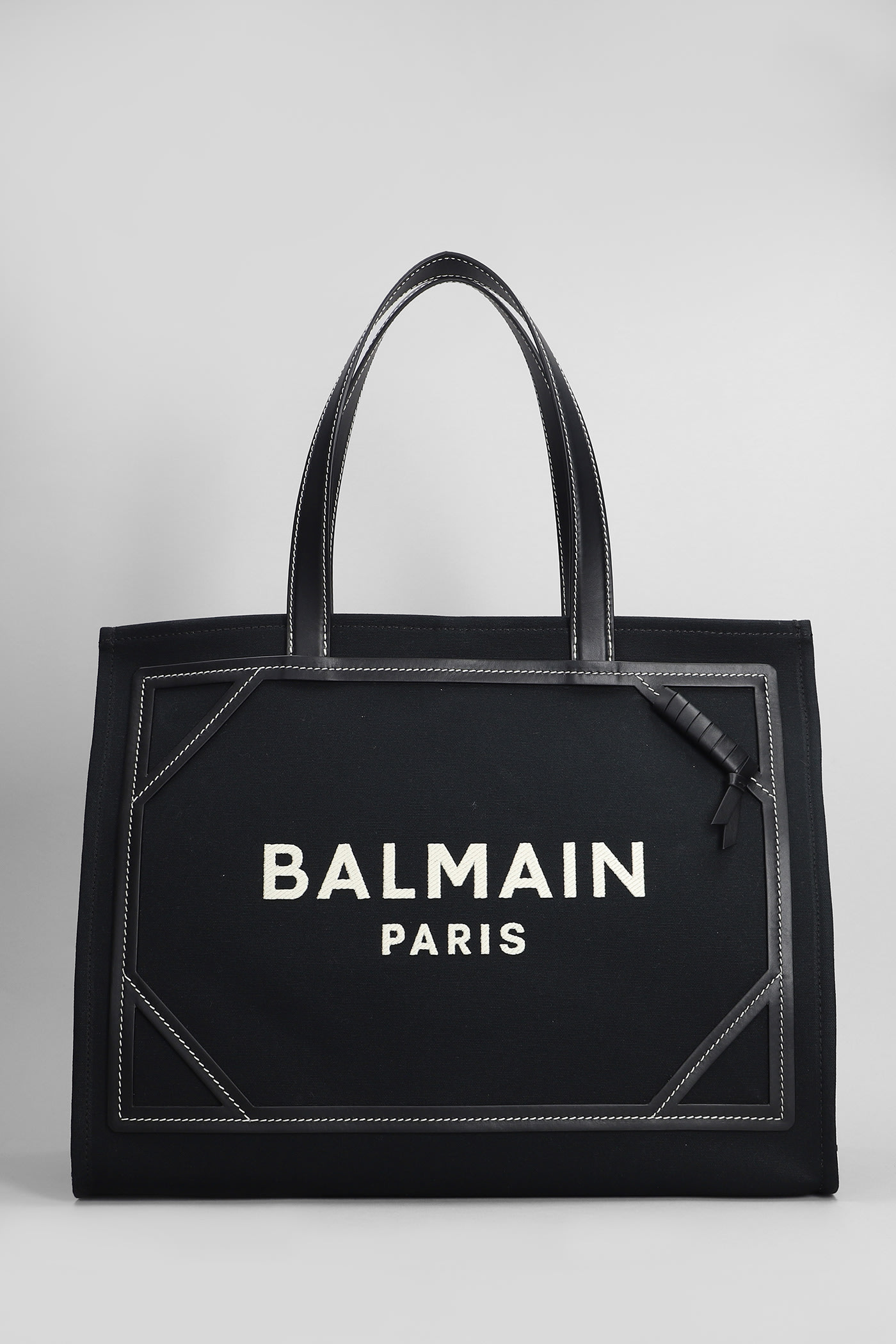 B Army Tote In Black Leather And Fabric