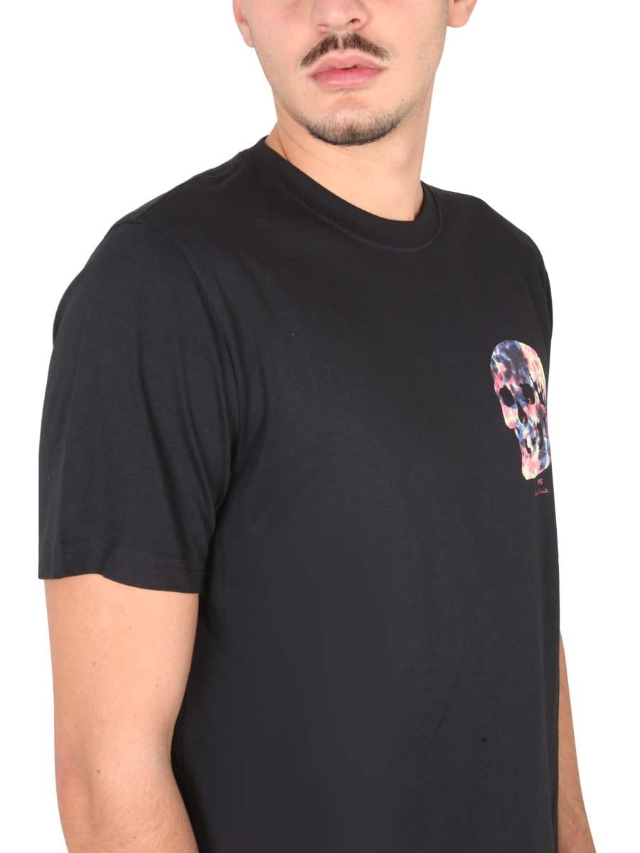 Shop Ps By Paul Smith Tie Dye Skull Print T-shirt In Black