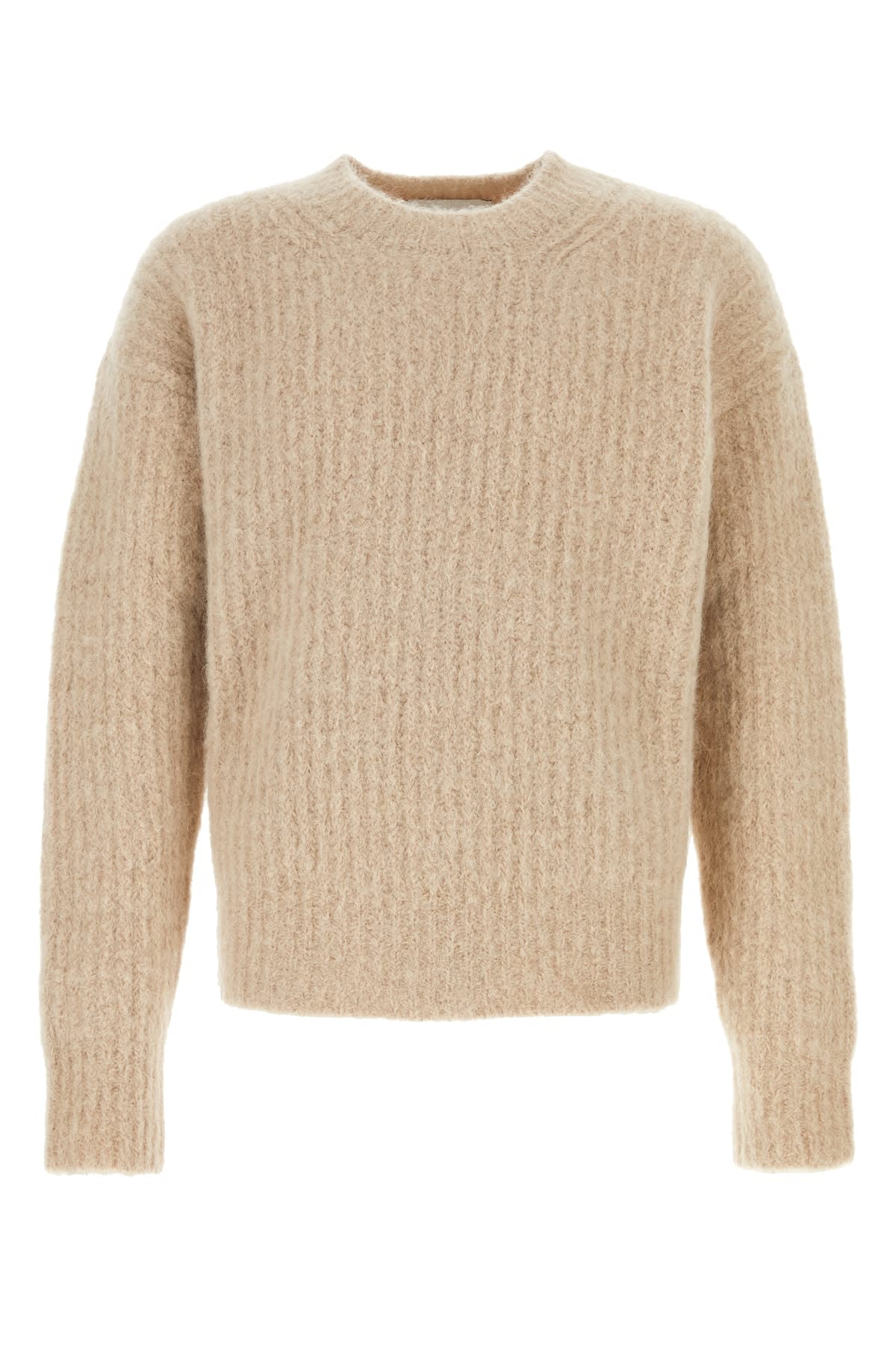 Ami Alexandre Mattiussi Ami Men Ribbed Crew Neck Sweater In Beige