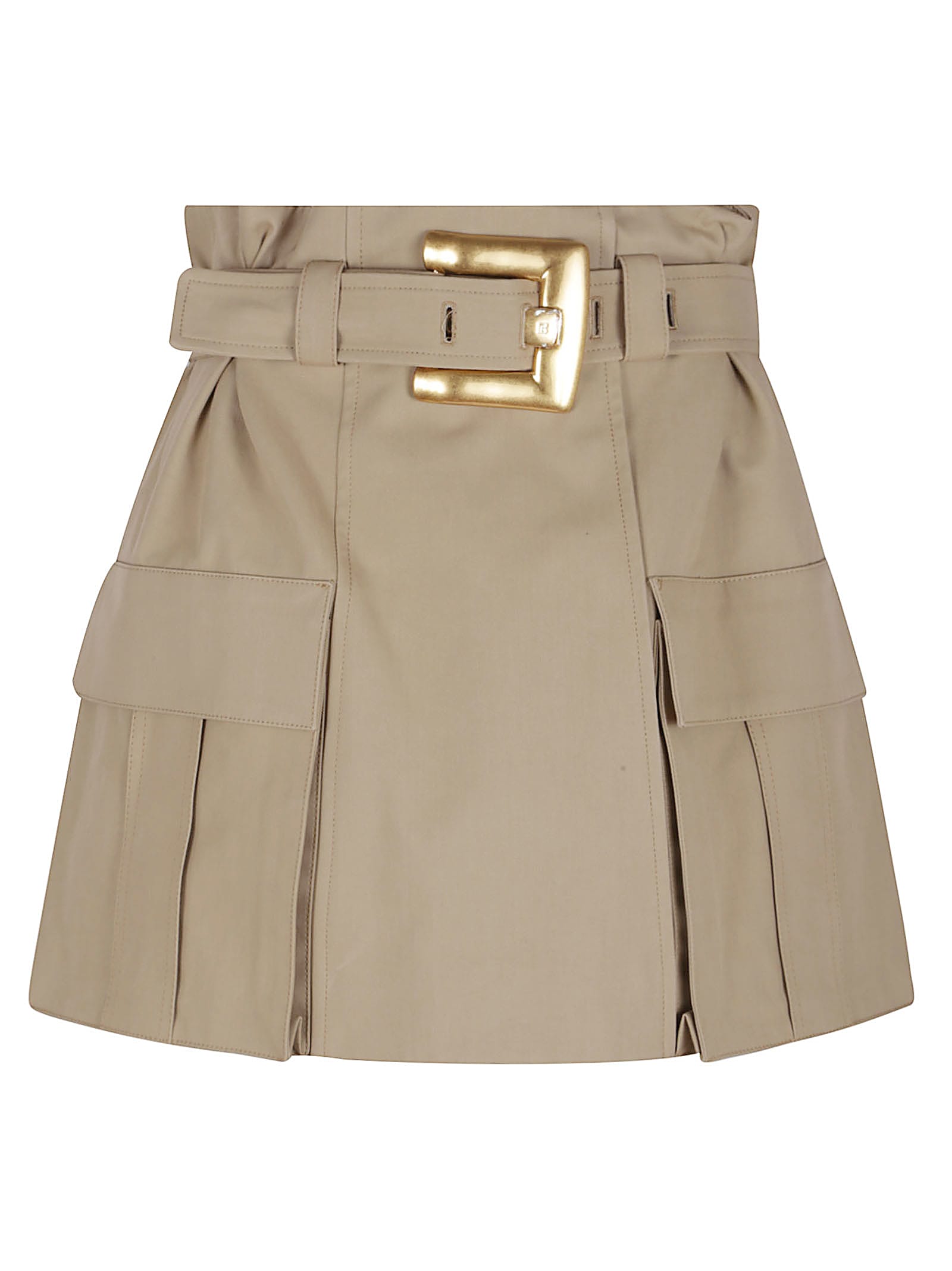 Hw 2 Pockets Belted Gabardine Skirt
