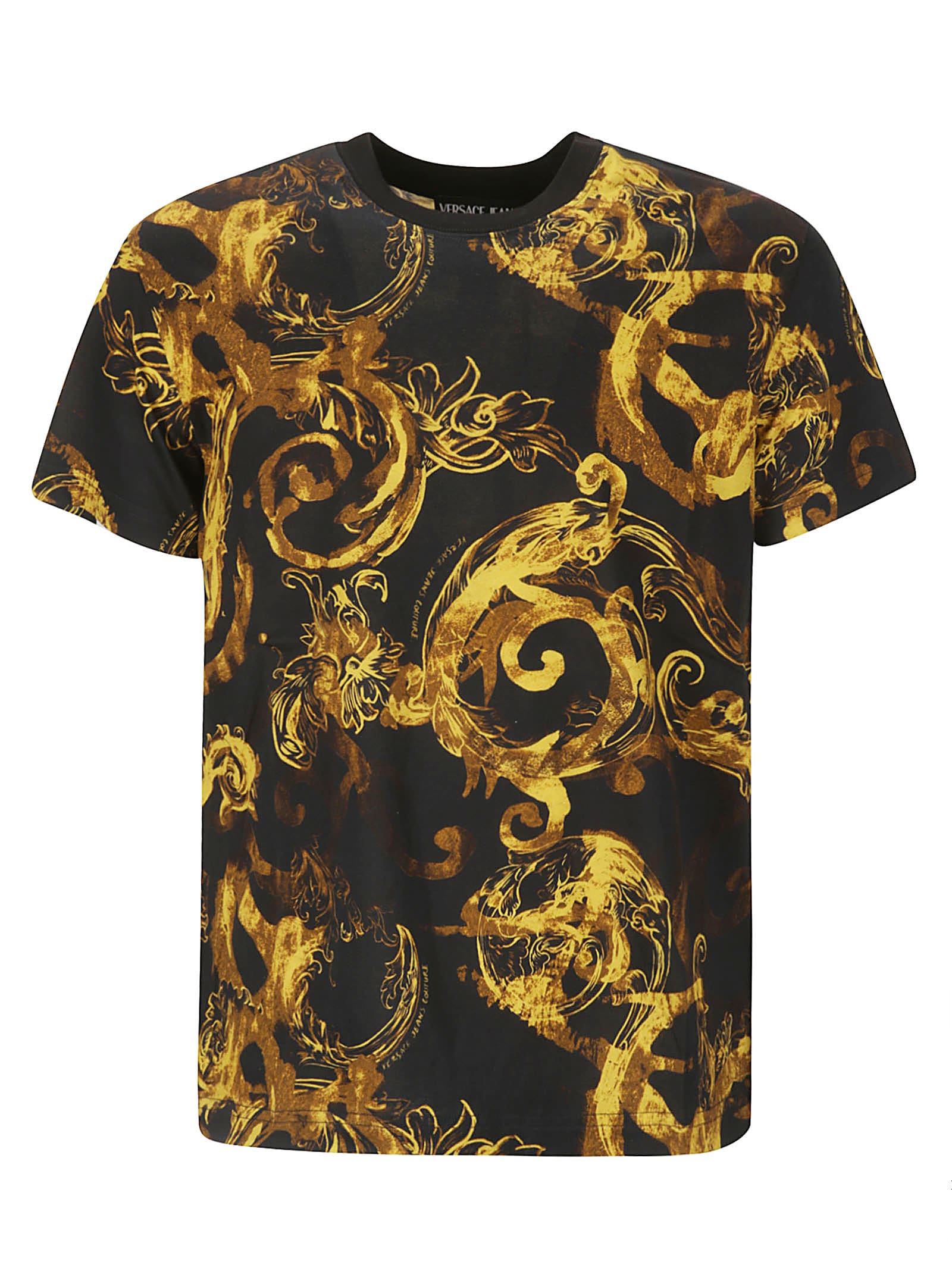 Shop Versace Jeans Couture 76up600 S Allover Wcolor T-shirt In Black/gold