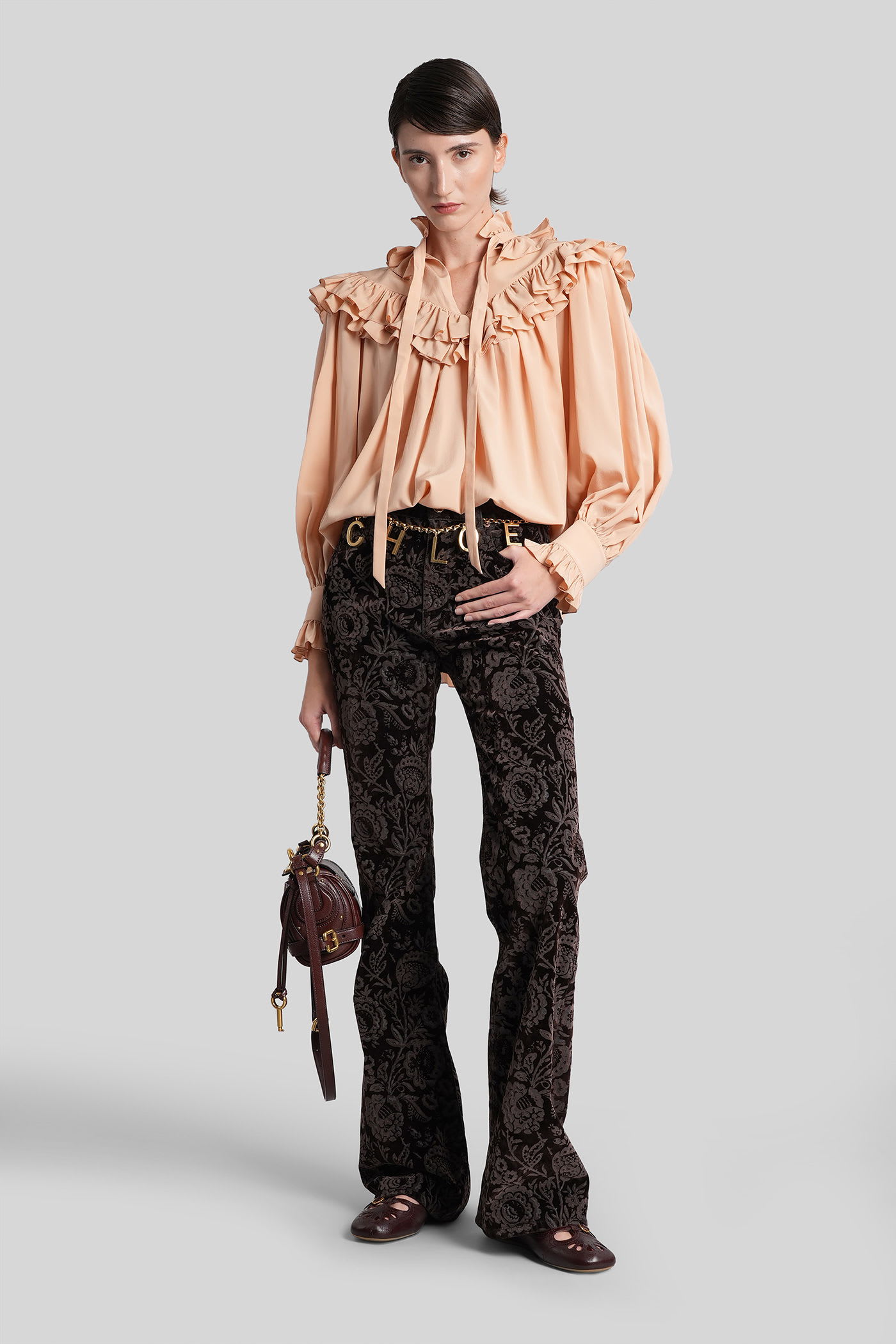 Chloé Oversized Top With Ruffles In Pink