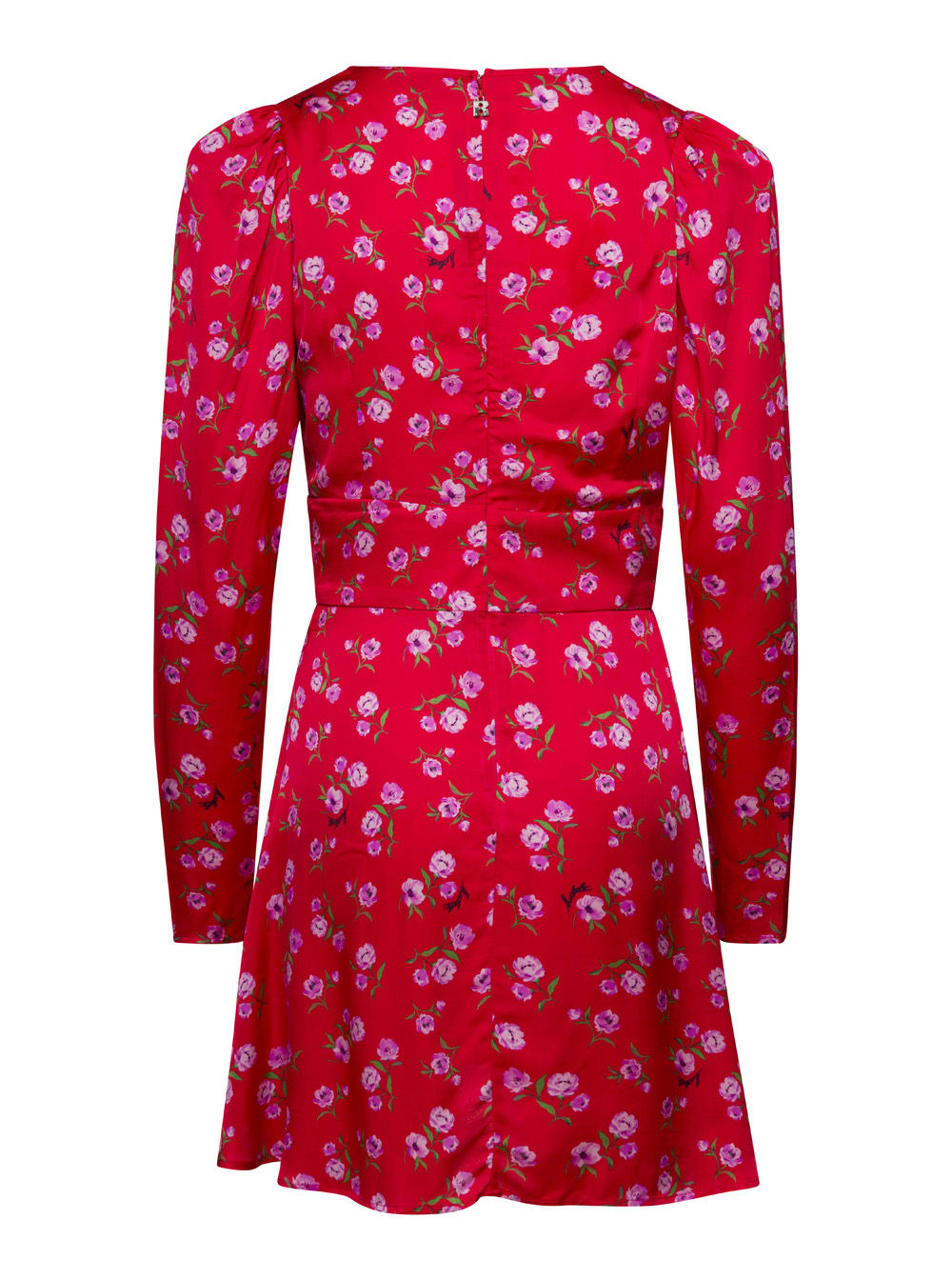 Shop Rotate Birger Christensen Red Mini Dress With Floral Print In Viscose Woman