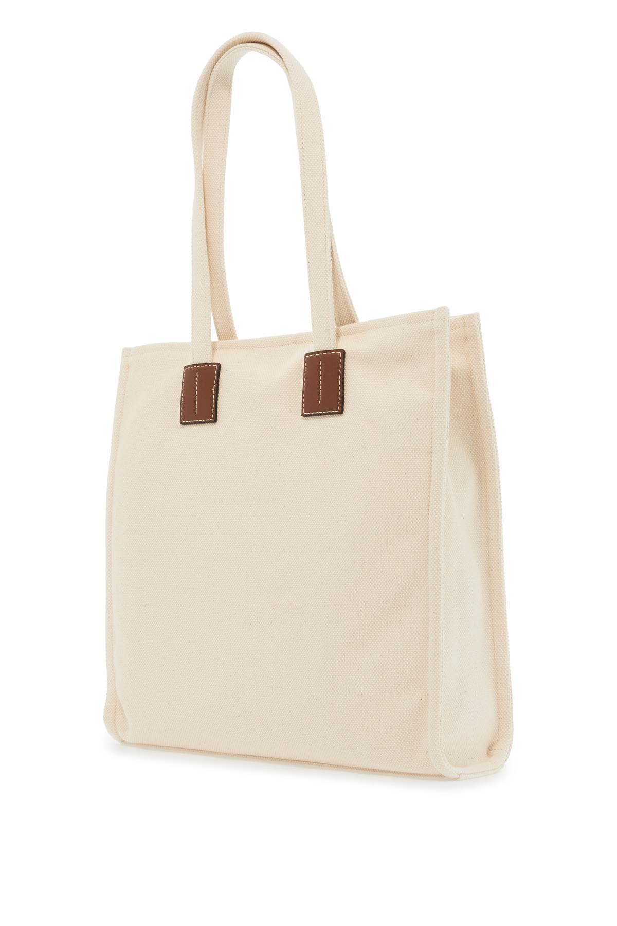 Bally Akelei Canvas Tote Bag With In Natural/cuero+oro