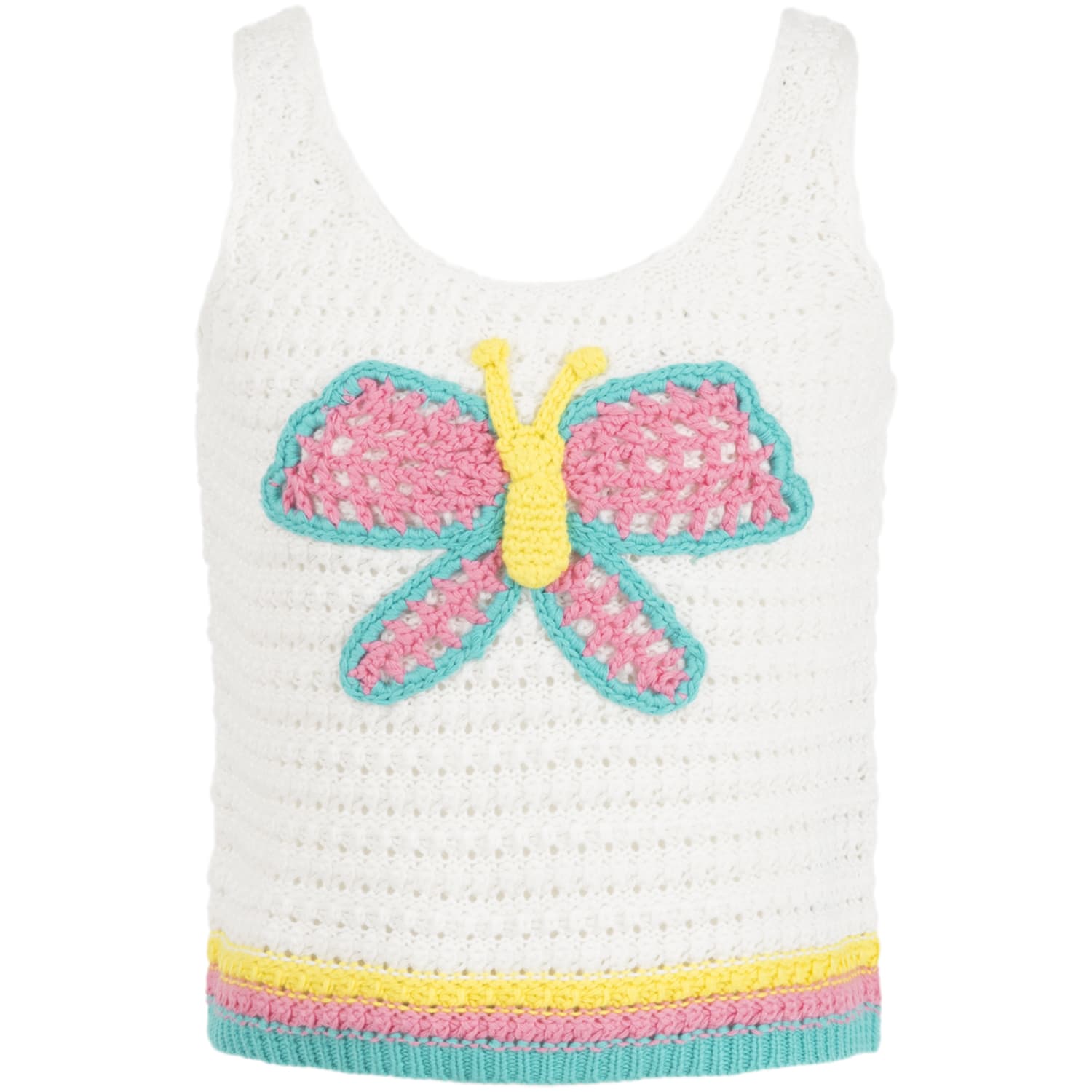 Stella McCartney Kids White Tank Top For Girl With Butterflay