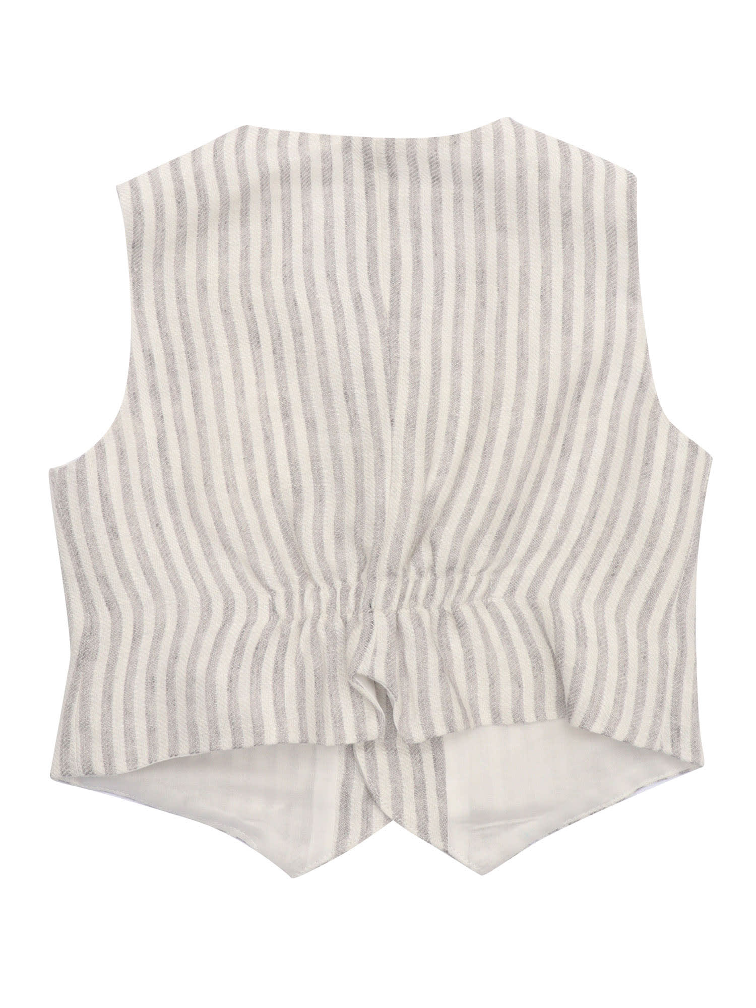 Il Gufo Striped Linen Waistcoat In Grey