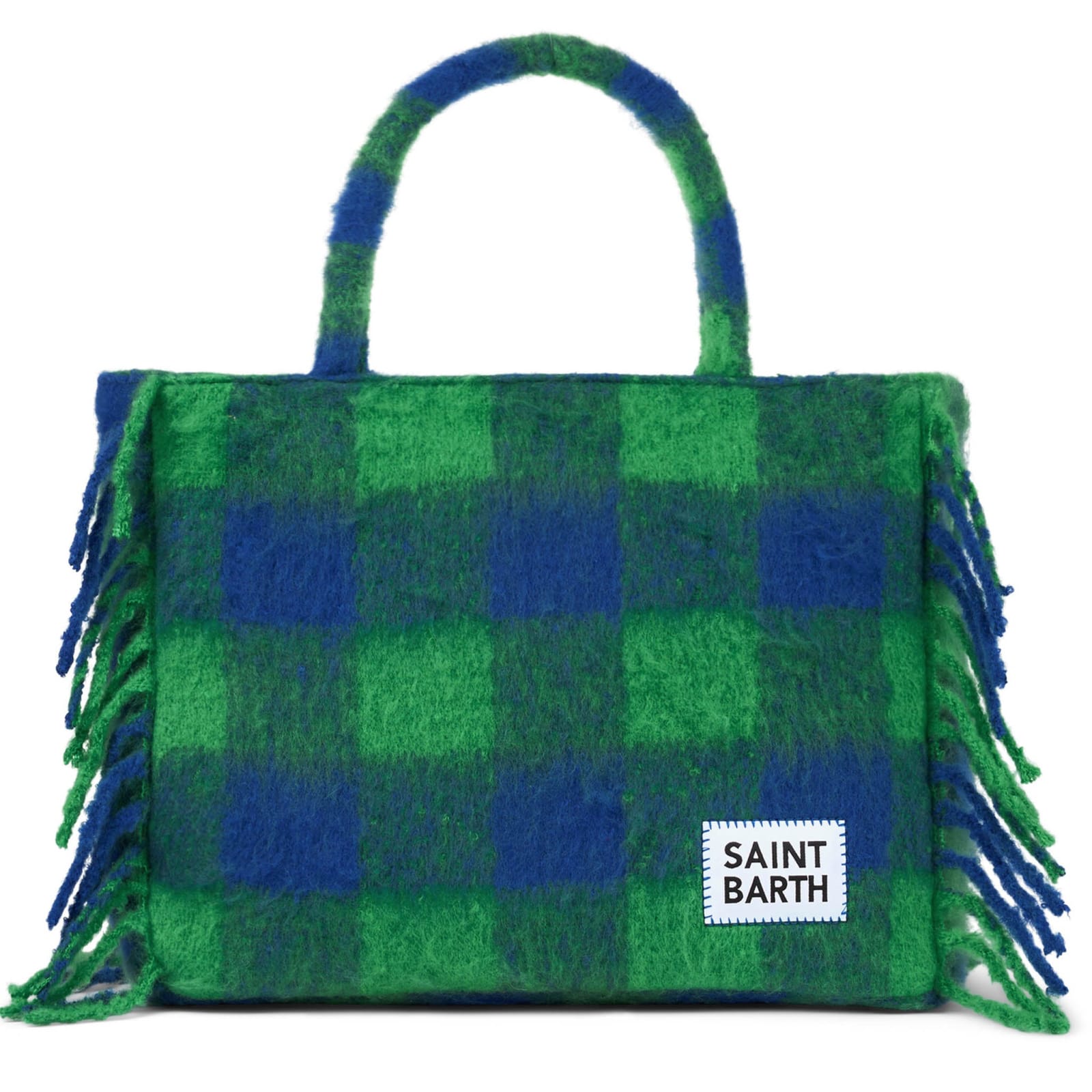 Mc2 Saint Barth Vanity Blanket Shoulder Bag With Green And Blue Check In Multicolor