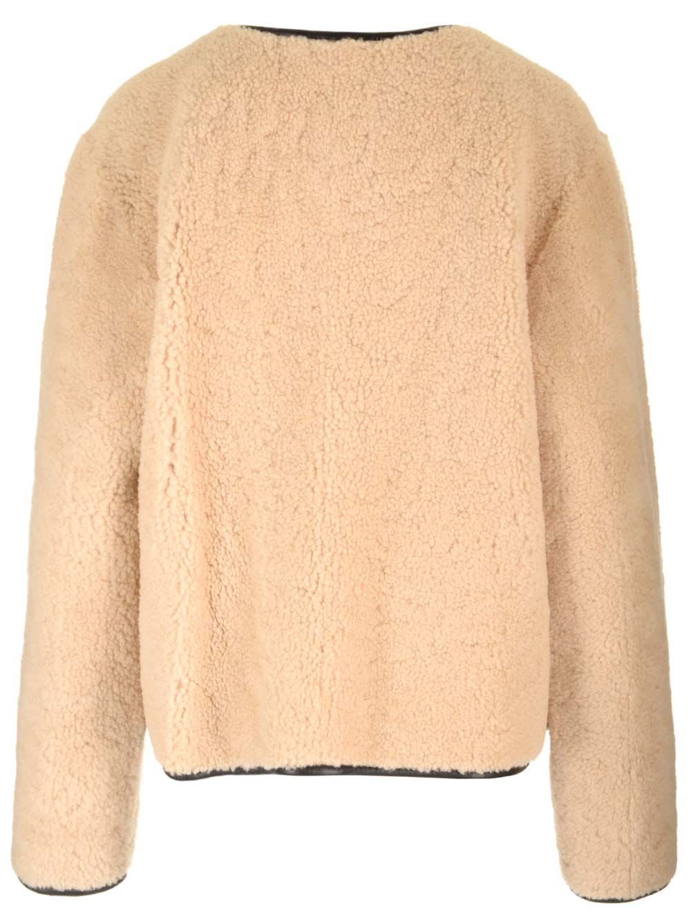 Shop Blazé Milano Tatoosh Gliss Sheepskin Bolero In Beige