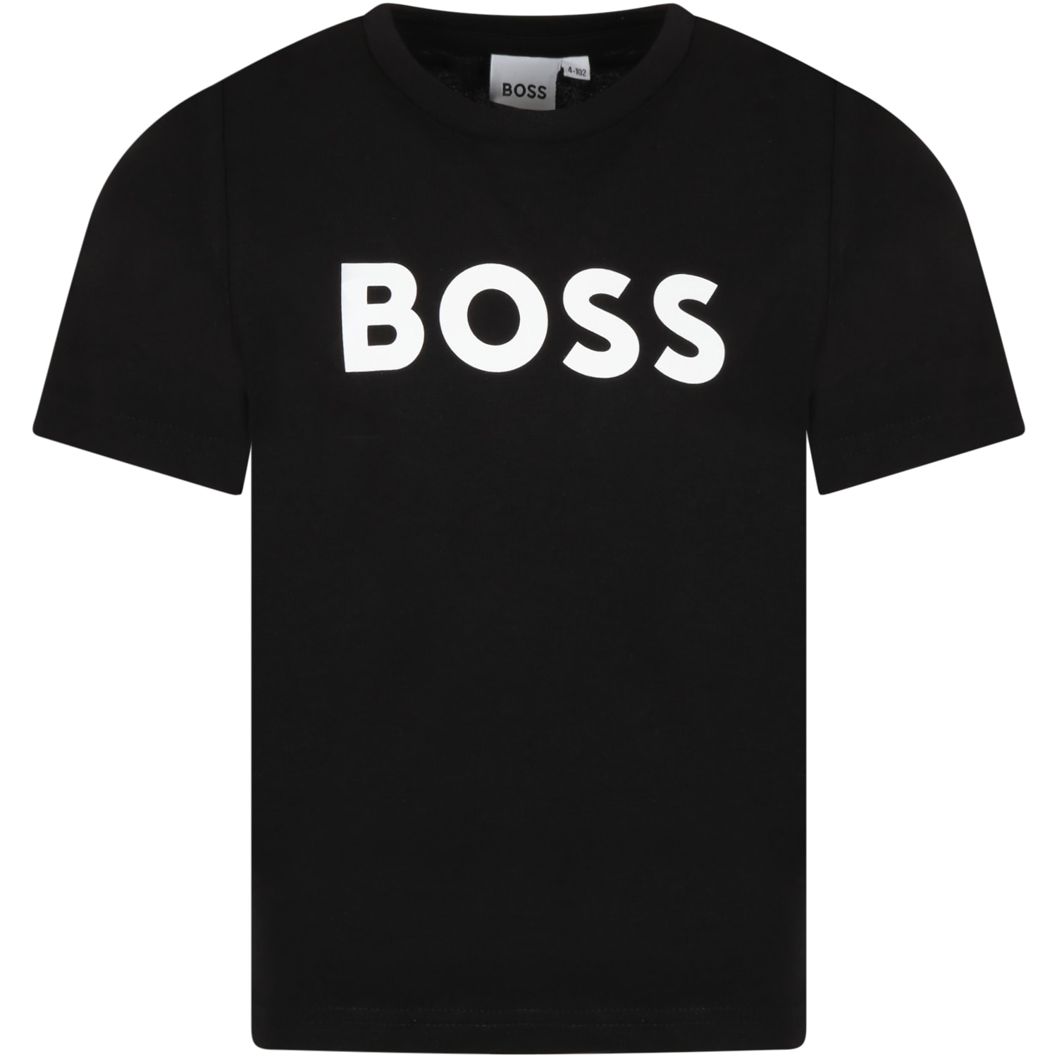 Hugo Boss Kids' Black T-shirt For Boy With Logo