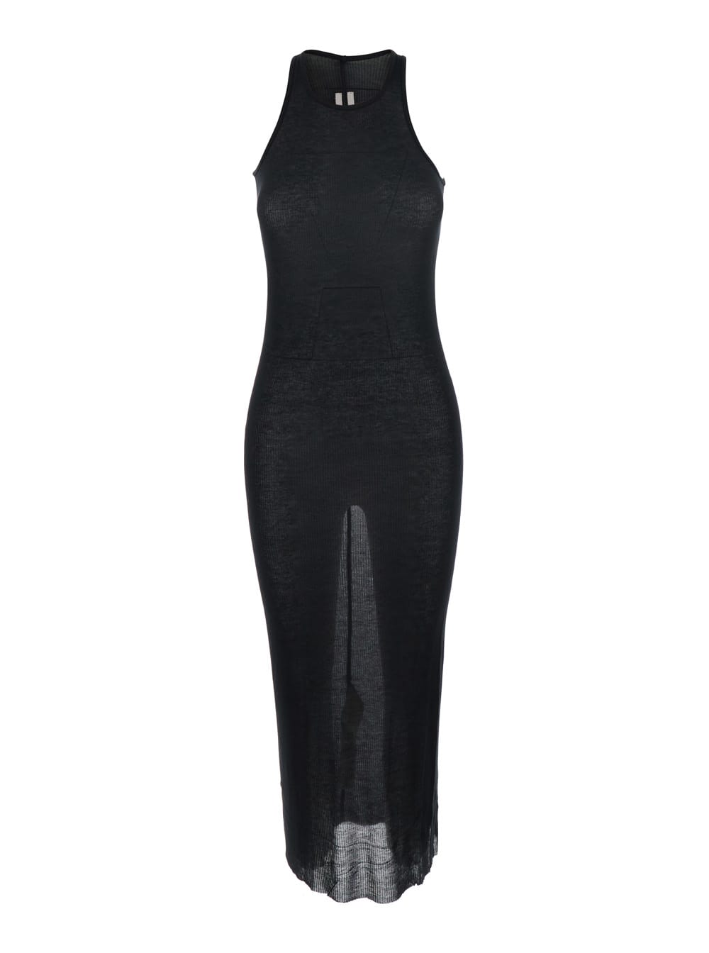 Rick Owens Black Semi-transparent Sheath Dress In Viscose And Silk Blend Woman