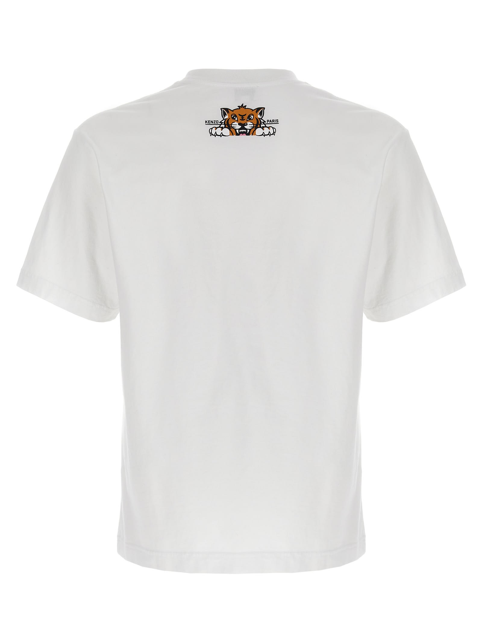 ★KENZO★ Gods Happy Tiger Short Sleeve T-Shirt Off White FF White Kenzo Paris 'KENZO Happy Tiger' Embroidered T-shirt by