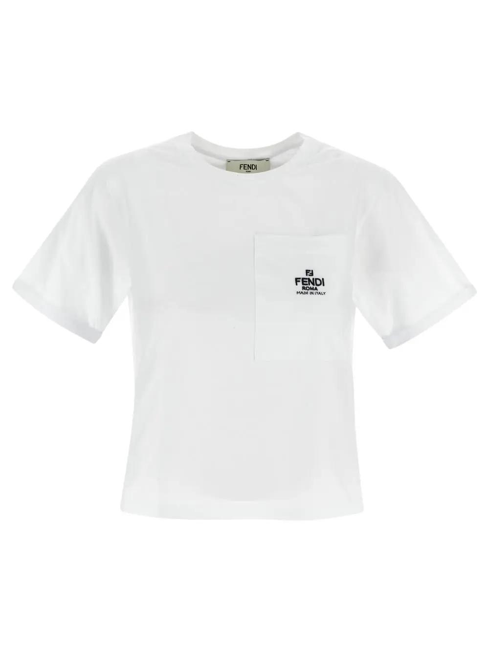 Fendi Cotton T-shirt In Bianco
