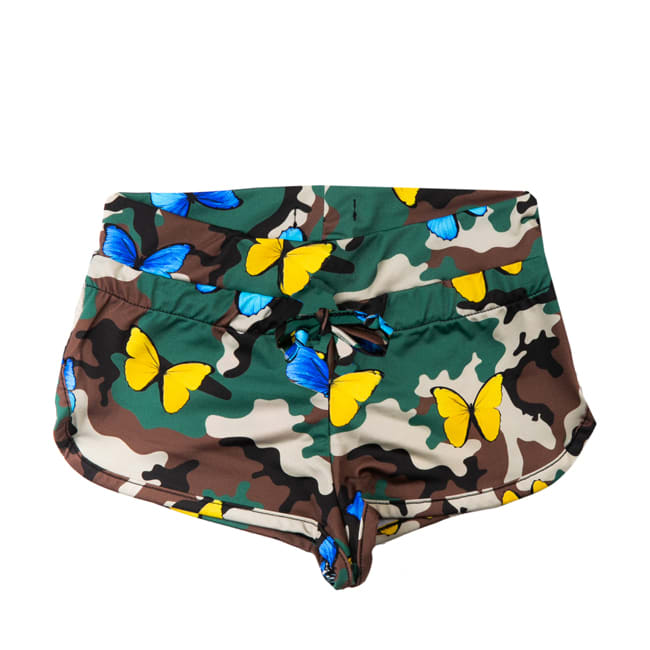 MC2 Saint Barth Camouflage And Butterly Print Girl Beach Shorts