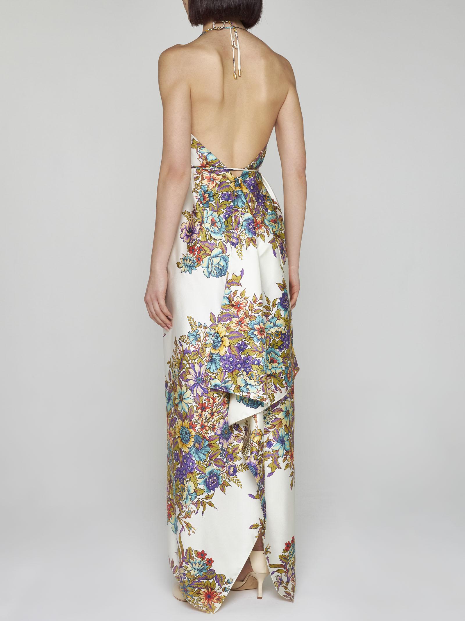Shop Etro Floral Print Silk Long Dress