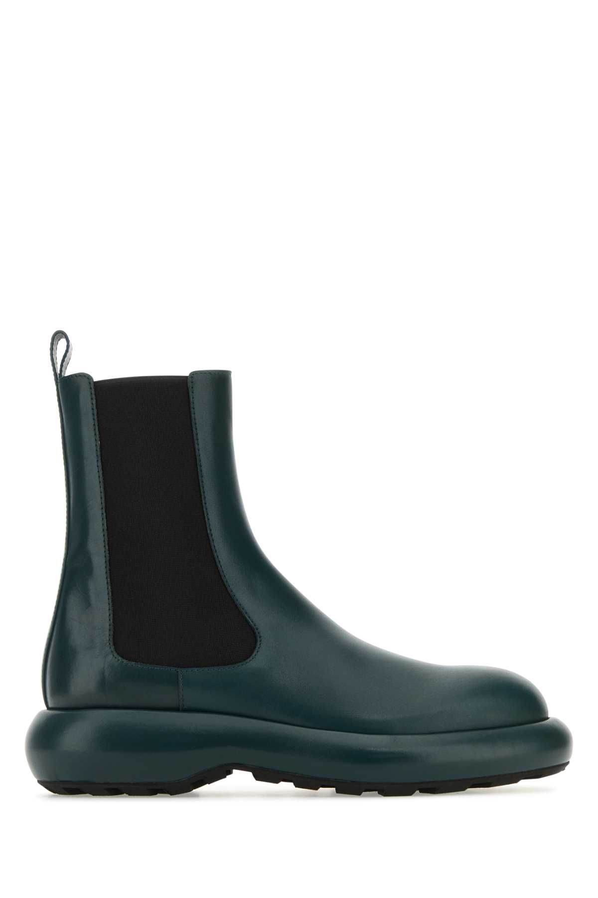 Bottle Green Leather Chelsea Ankle Boots