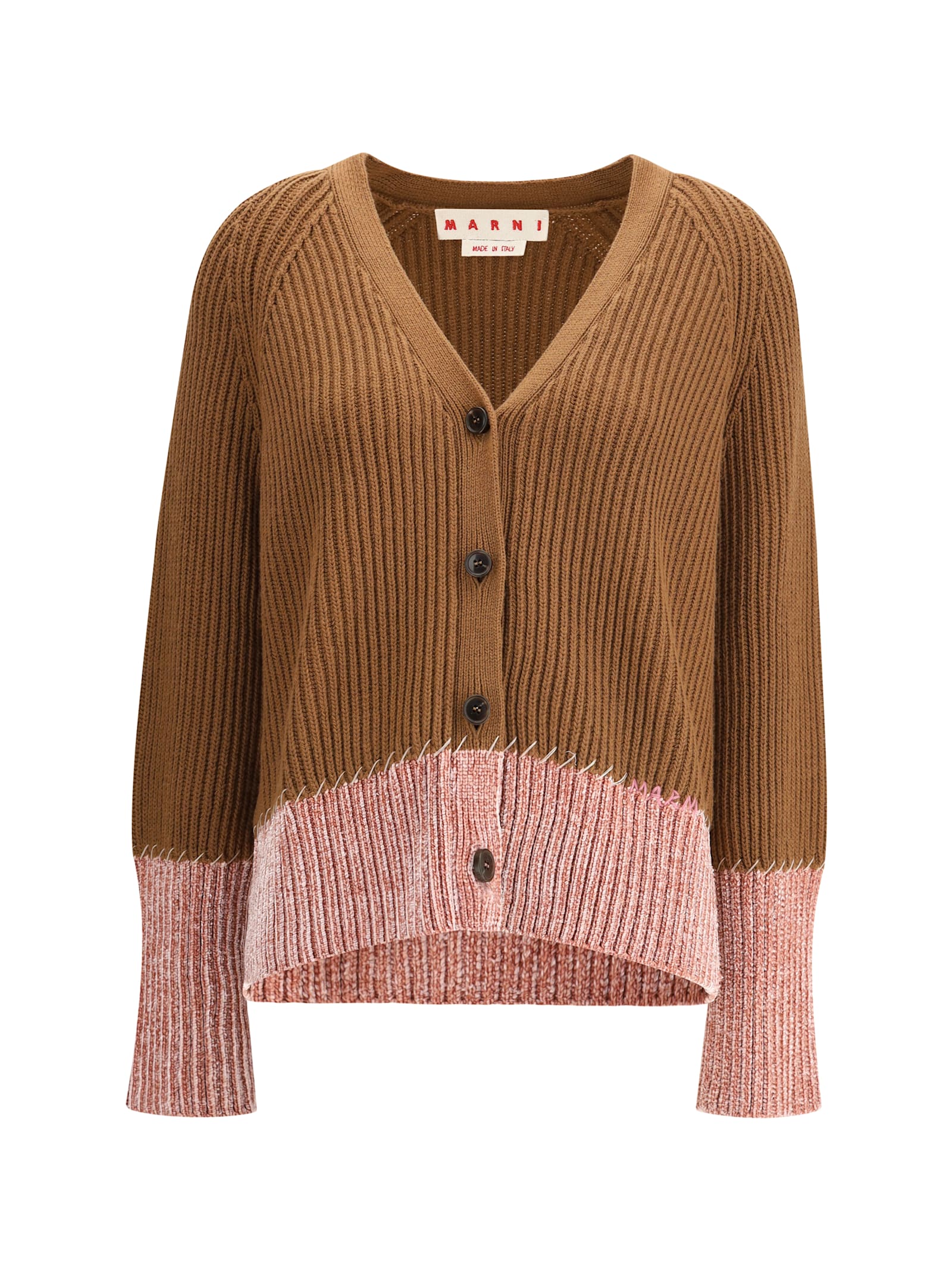Marni Long Sleeve Merino Wool V-neck Cardigan