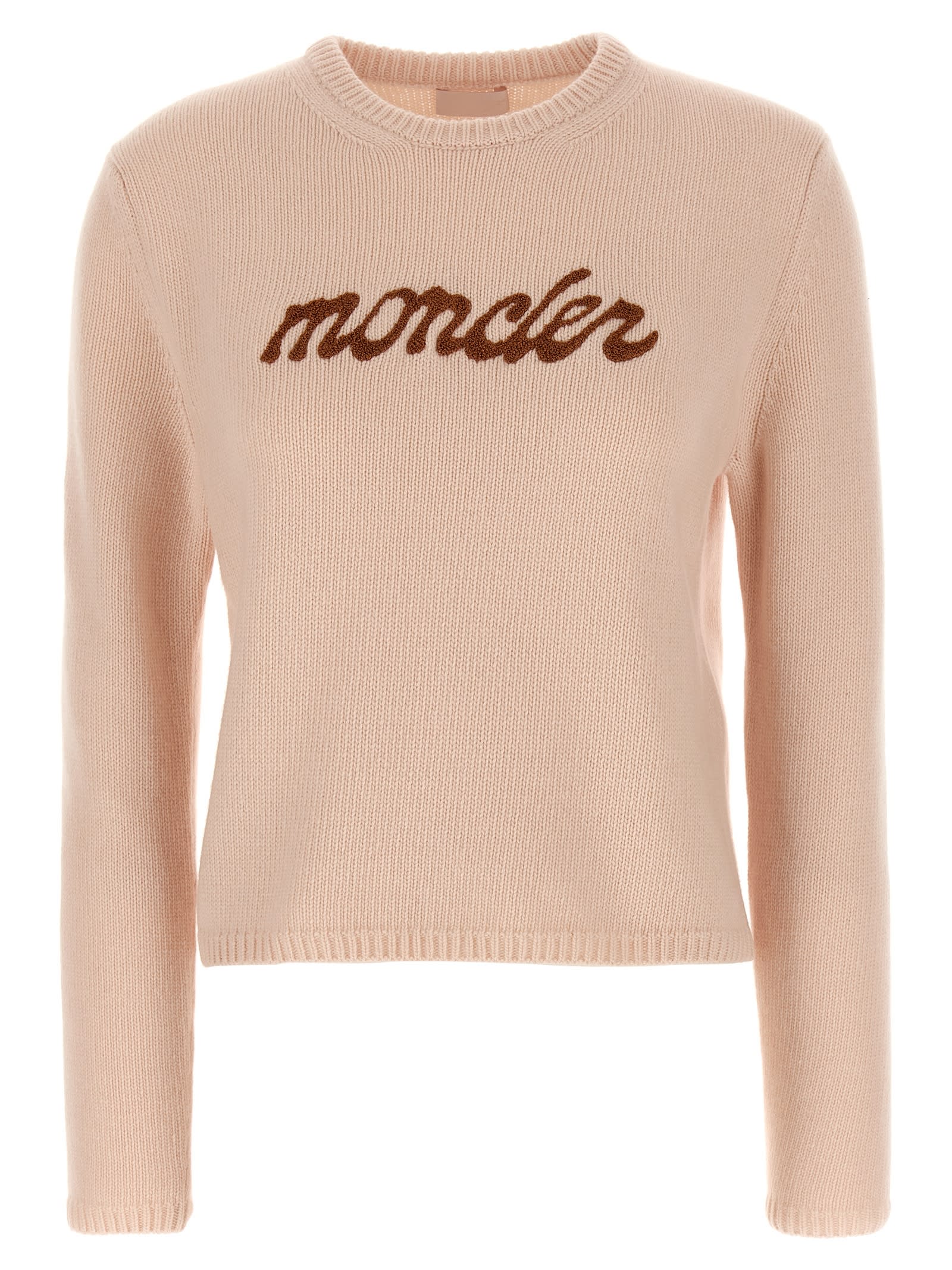 Moncler L And Cashmere Sweater With Logo In Pink