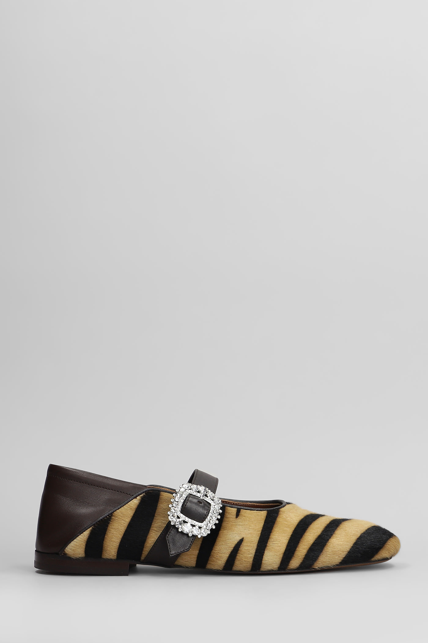 Ballerina Buckle Ballet Flats In Animalier Pony Skin