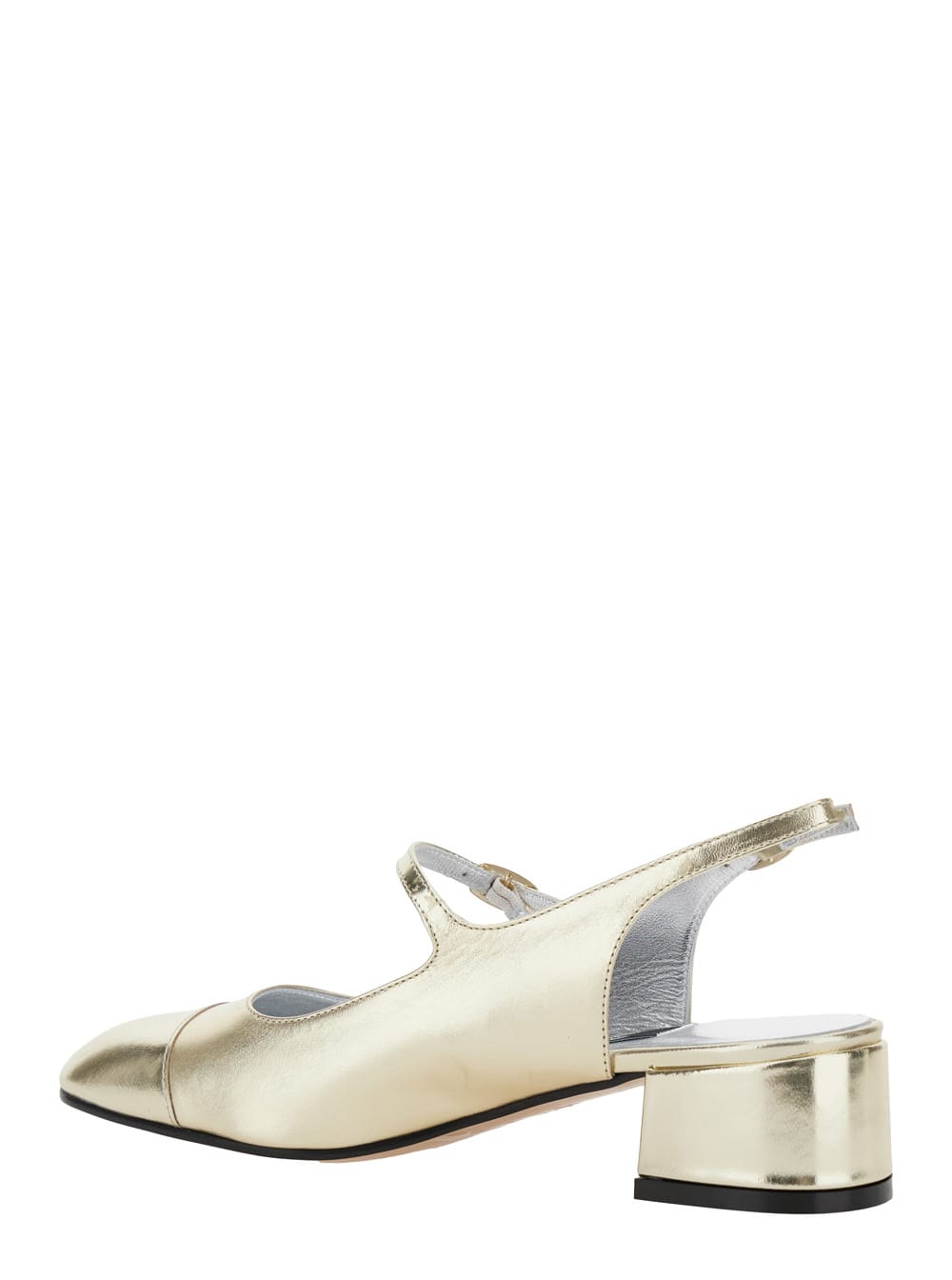 CAREL ISCHIA METALLIC SLINGBACK PUMPS WITH ADJUSTABLE STRAP IN PATENT LEATHER WOMAN