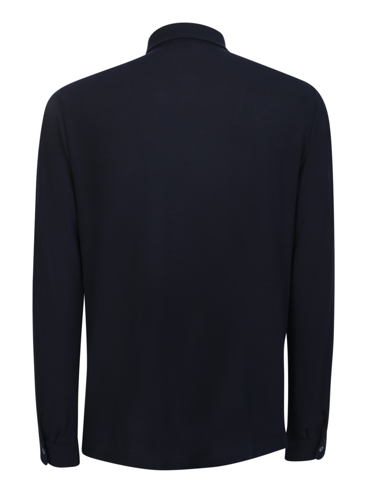 Shop Zanone Long Sleeved Blue Polo Shirt