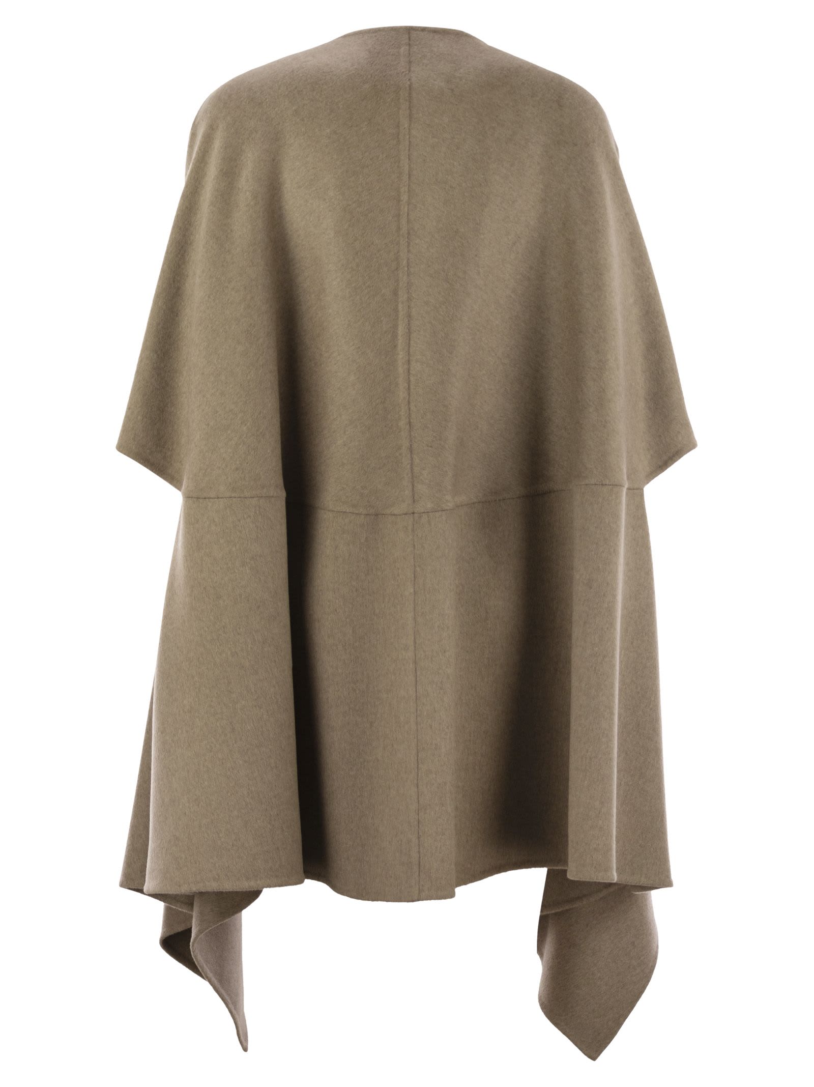 Fabiana Filippi Double Cashemere Coat With Jewelled Button In Brown