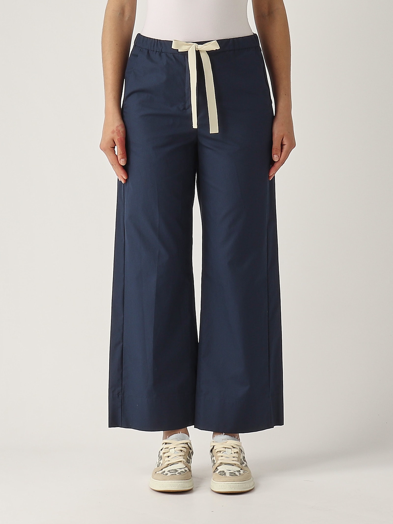 S Max Mara Cropped Silver Pants In Blue