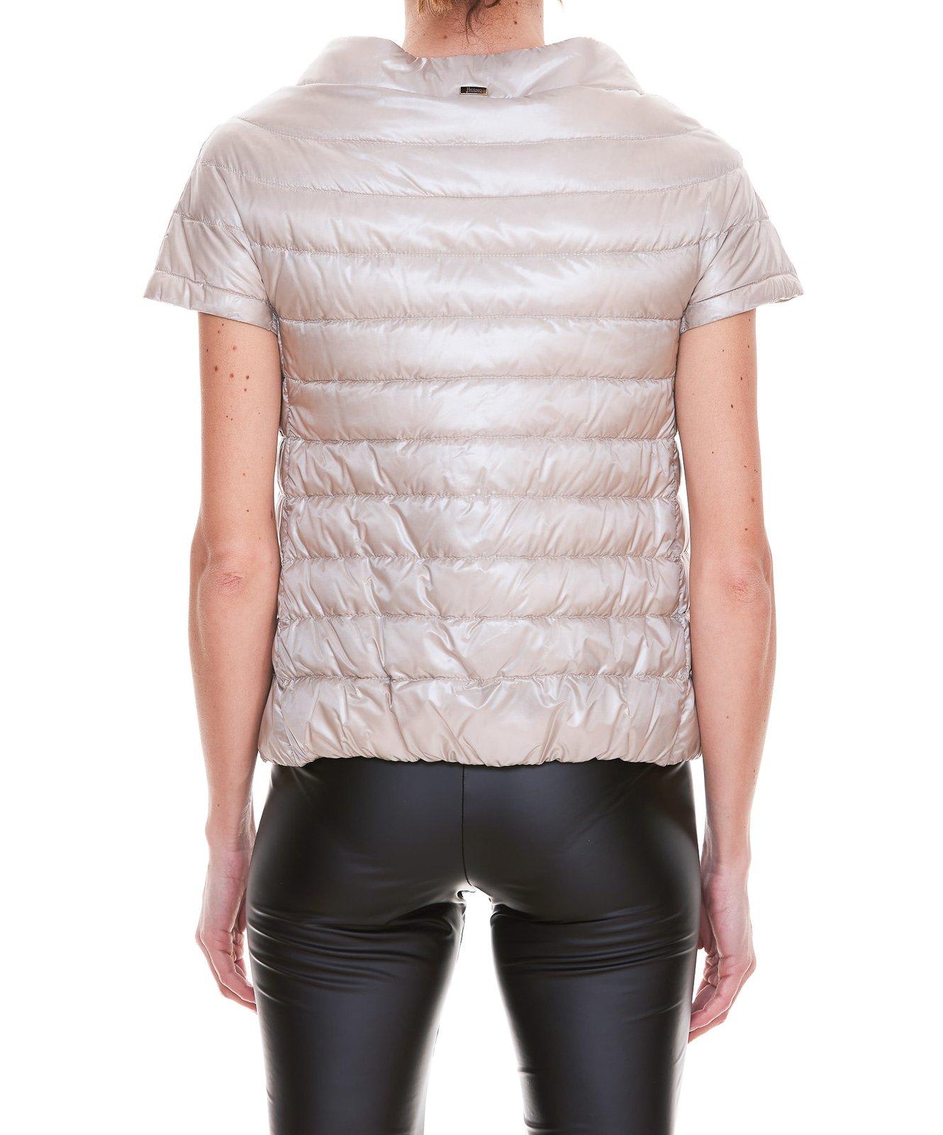 Shop Herno Greta Short-sleeve Puffer Jacket In Beige