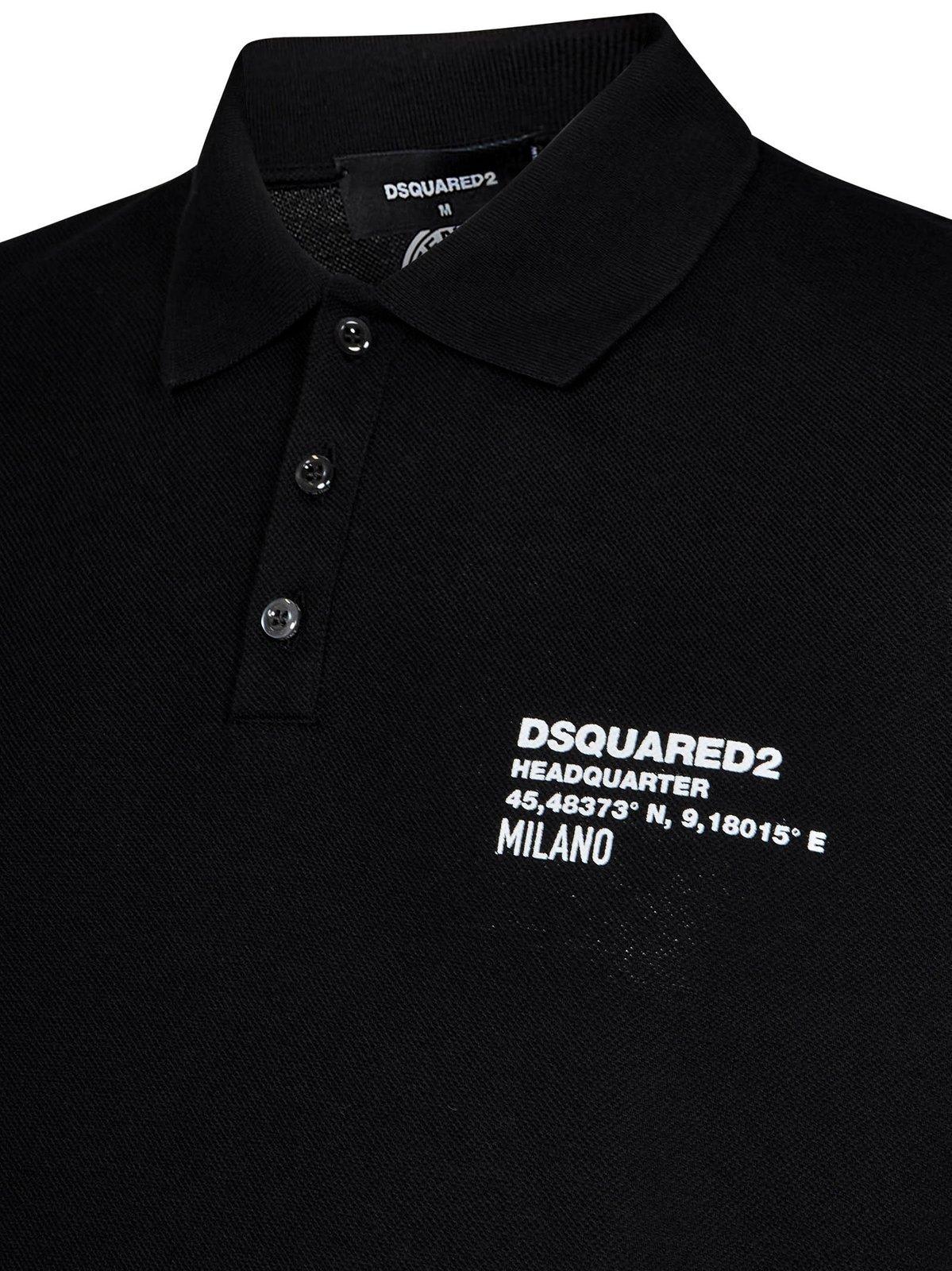 Shop Dsquared2 Logo Printed Tennis Fit Polo Shirt In Black