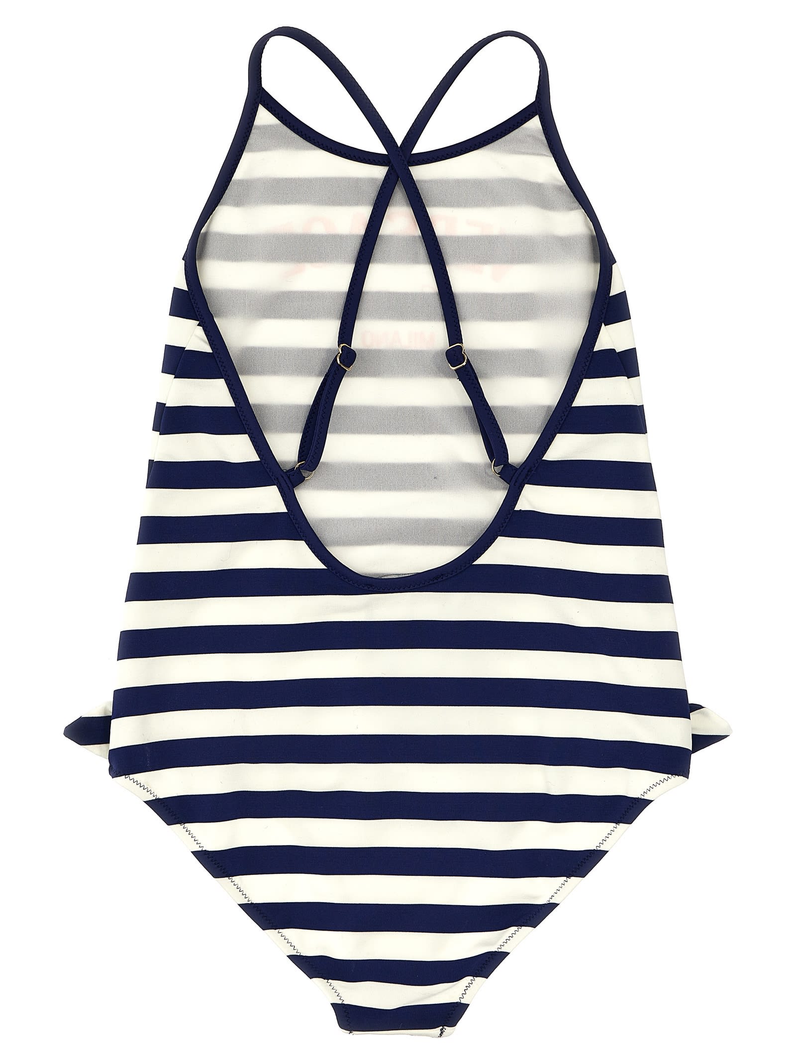 Shop Versace One-piece Swimsuit With Logo Stripes In Multicolor