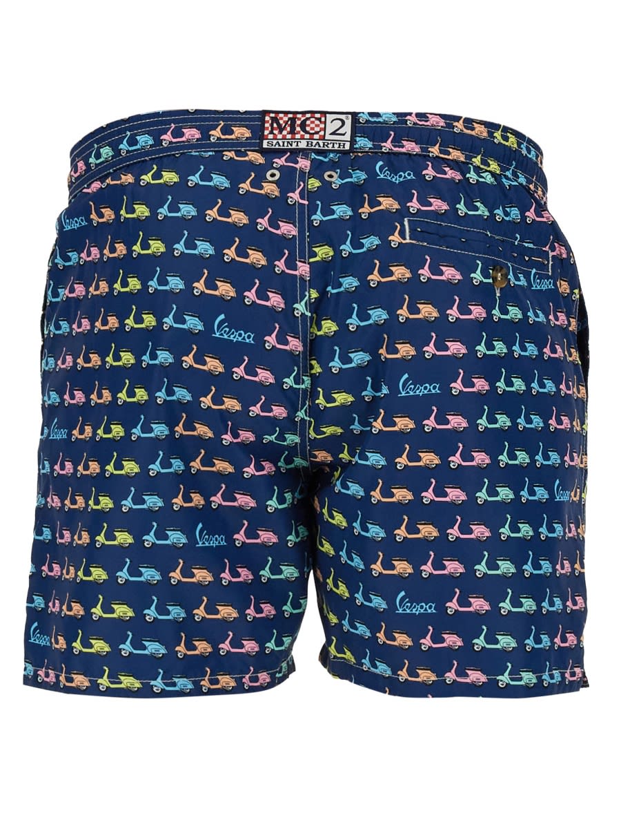 Shop Mc2 Saint Barth Swimsuit With Print In Blue