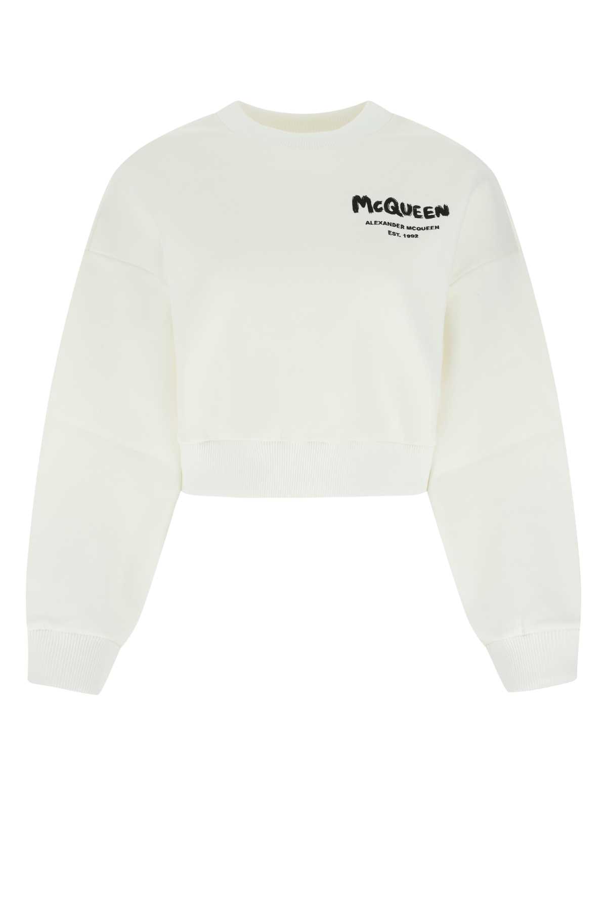 Alexander Mcqueen White Cotton Blend Sweatshirt In 9000