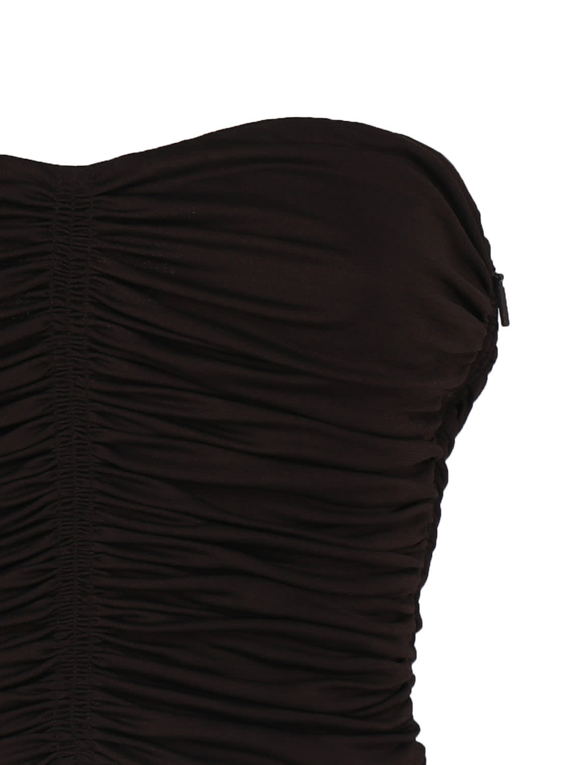 Shop Saint Laurent Draped Crop Top In Dark Brown