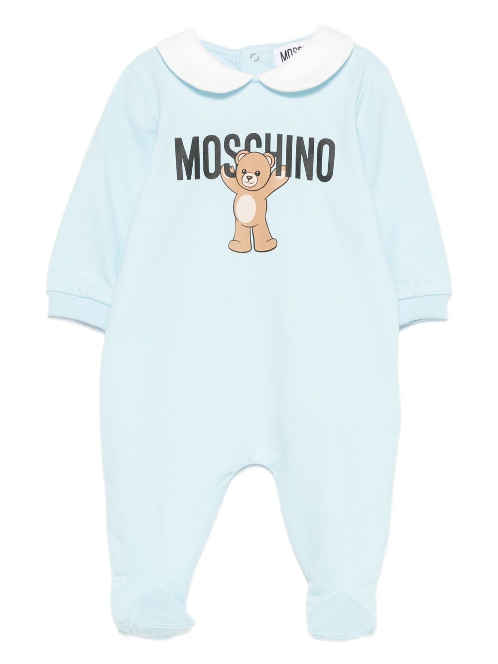Moschino Kids Cotton Onesie With Teddy Print In Blue