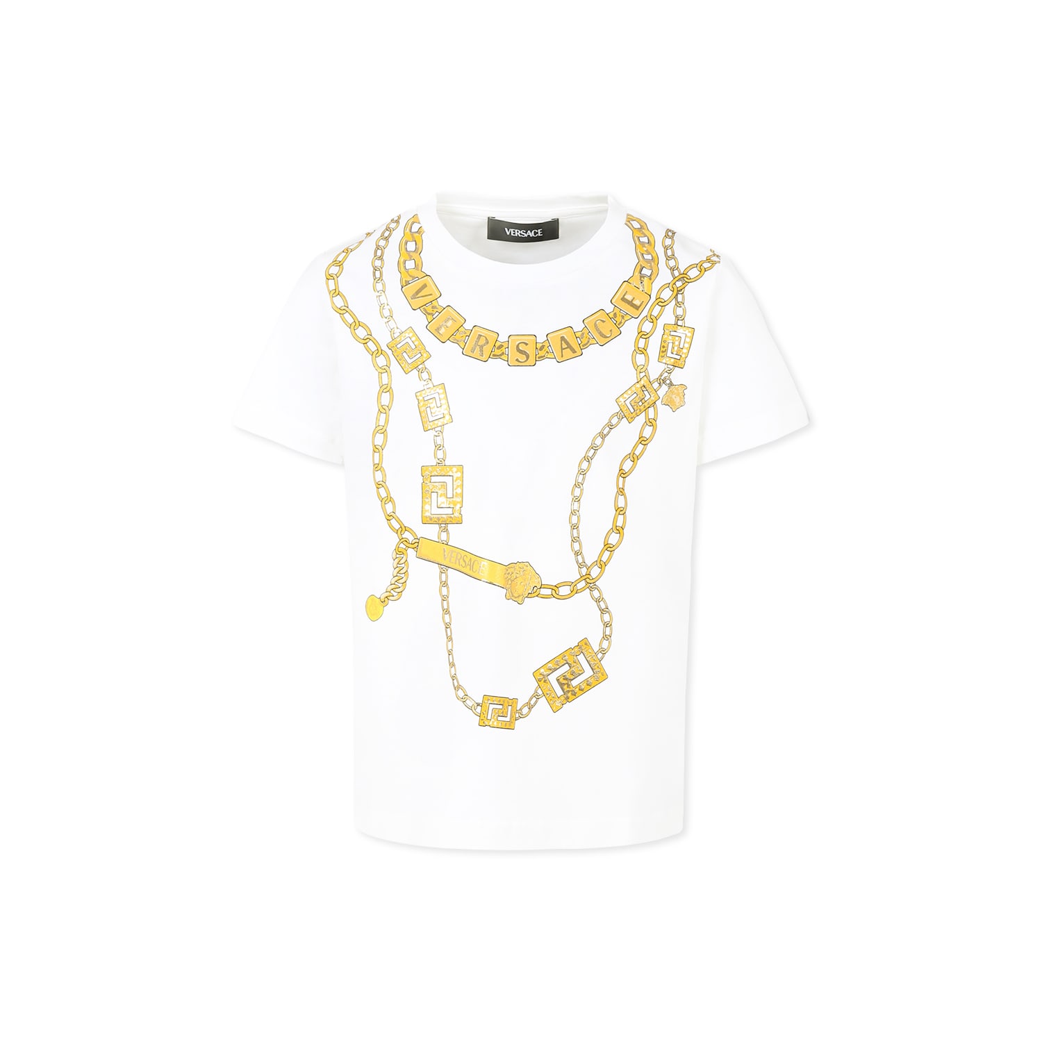 Versace White T-shirt For Kids With Logo In White