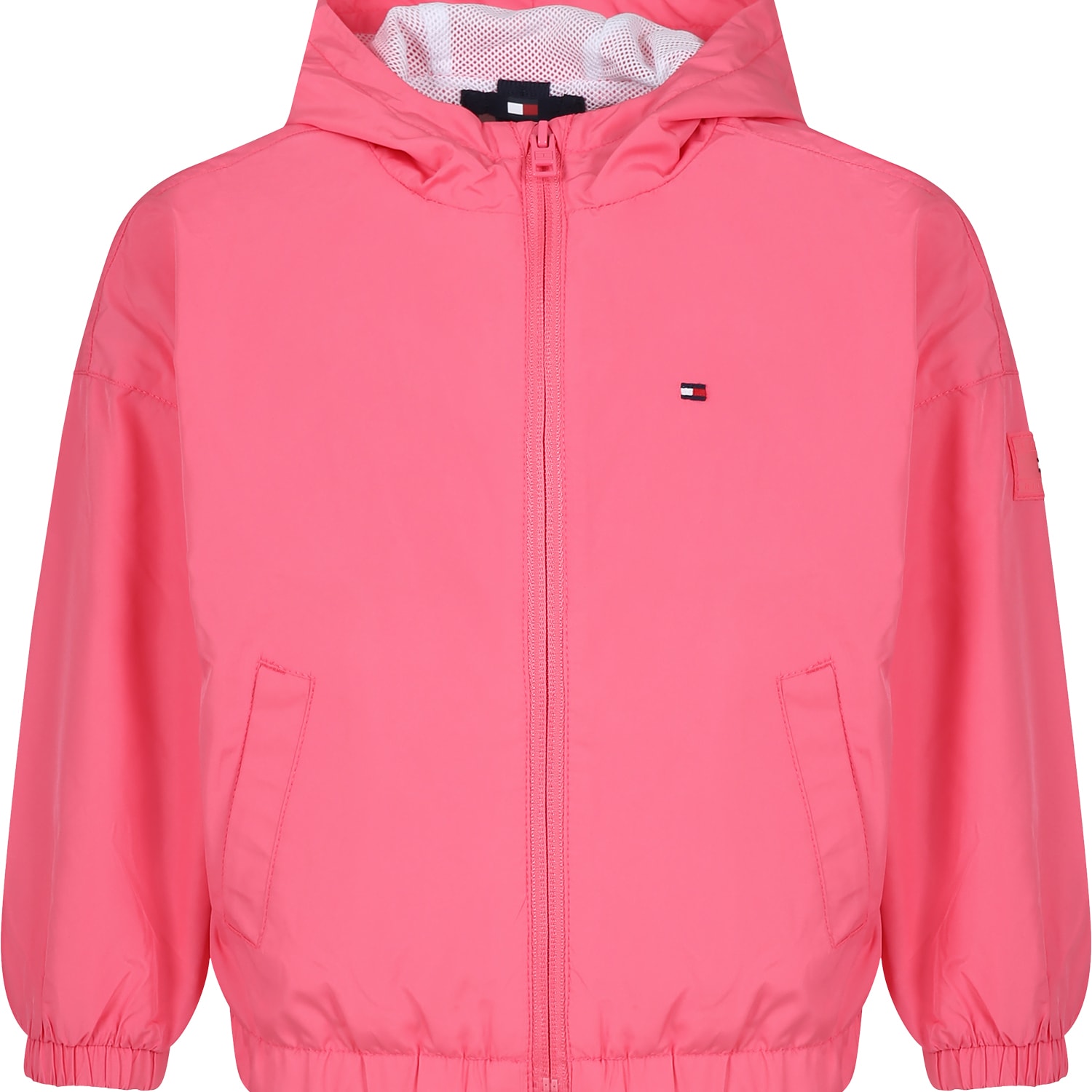 Shop Tommy Hilfiger Fuchsia Windbreaker For Girl With Embroidery