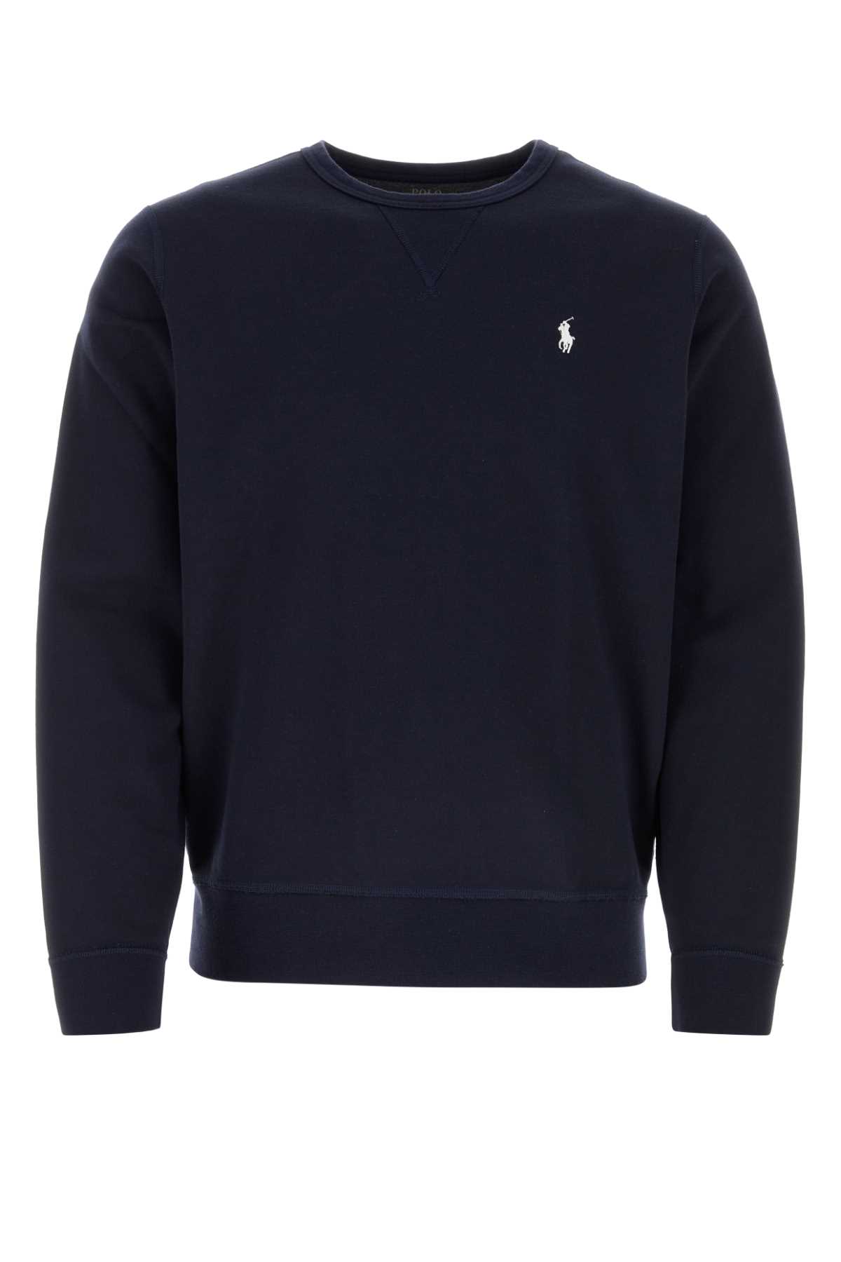 Shop Polo Ralph Lauren Blue Cotton Blend Sweatshirt In Aviatornavy