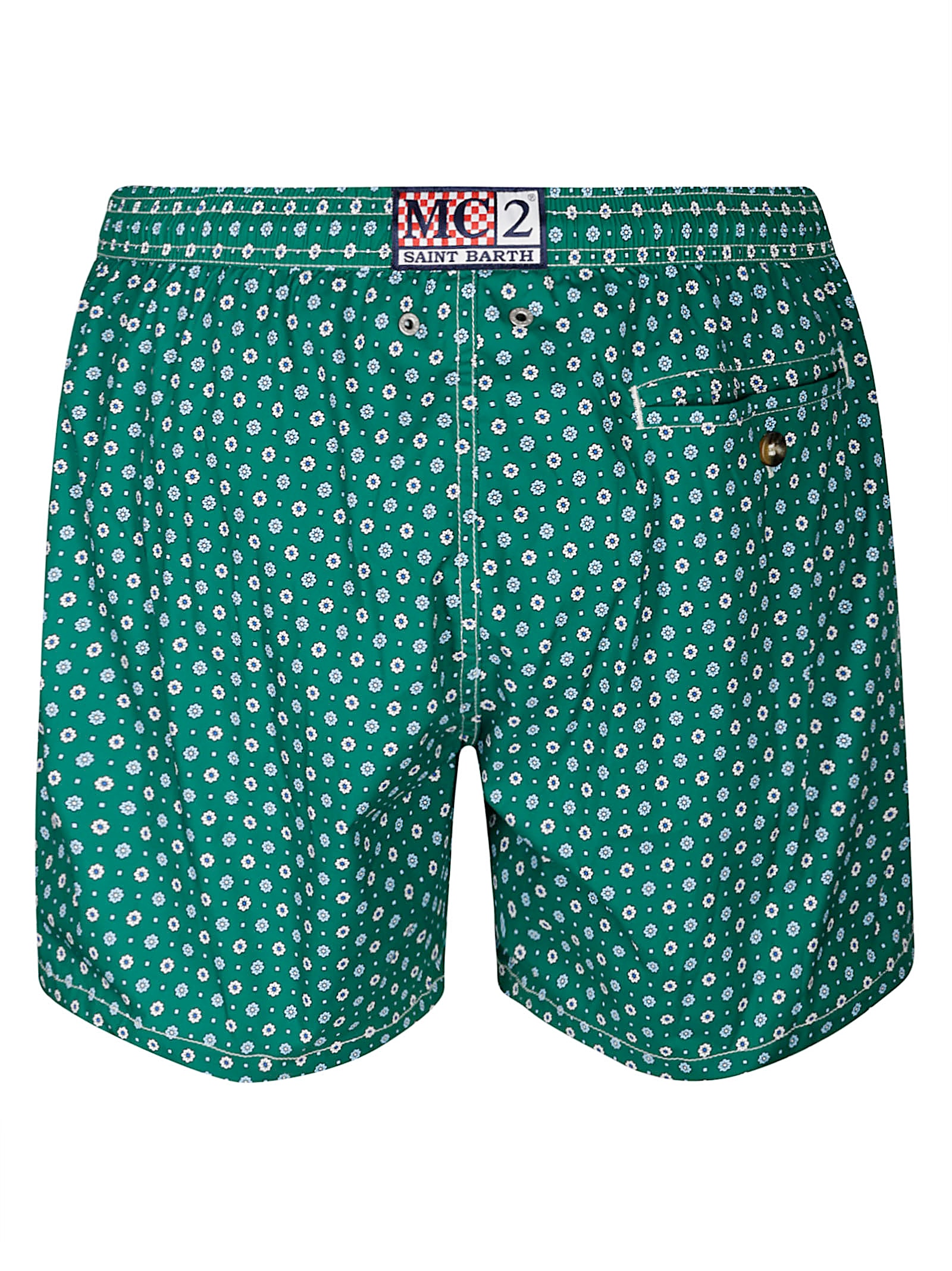 Mc2 Saint Barth Comfort Light Green Costume With Floral Print In Green