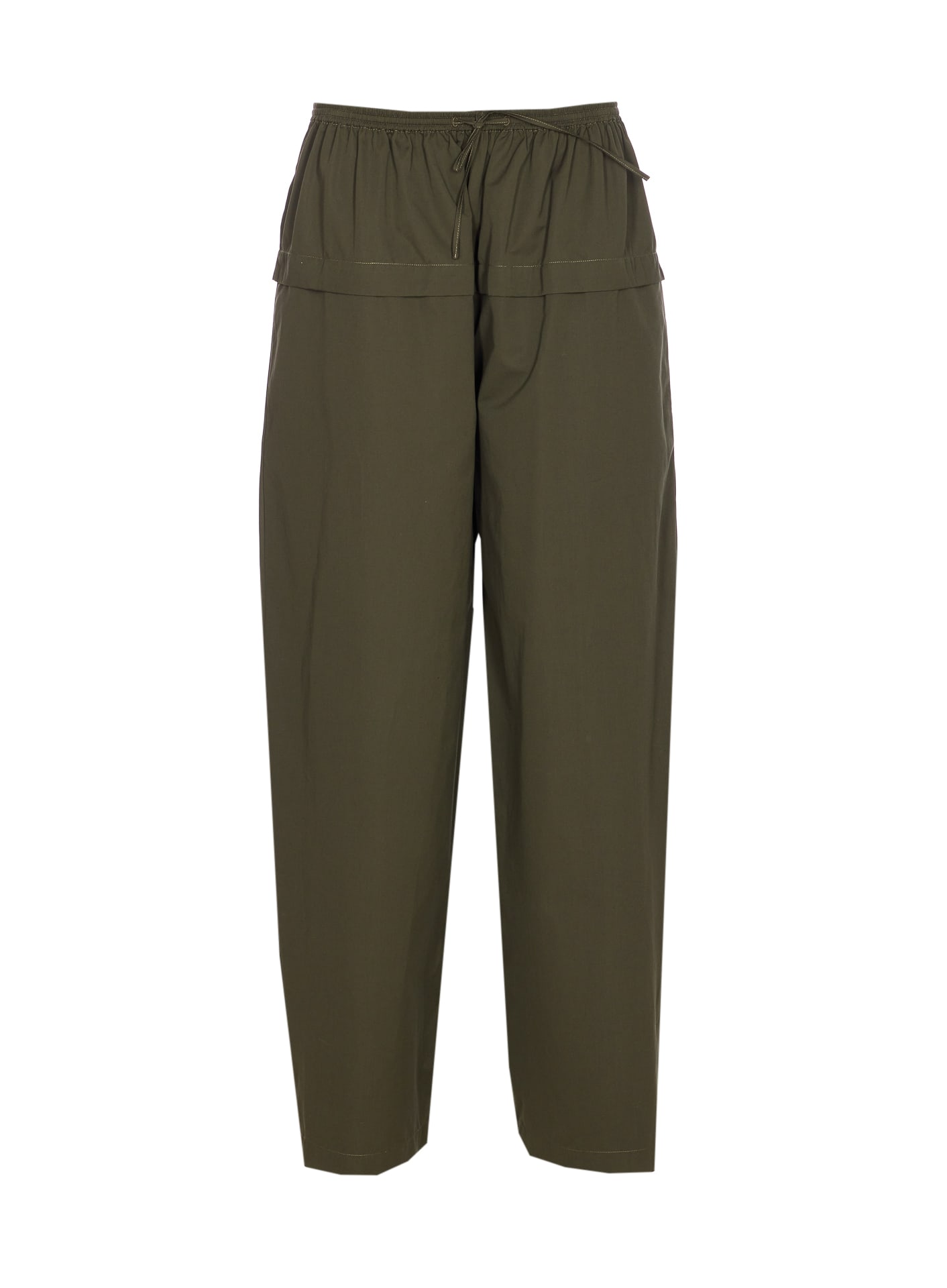 Alaïa Womens Olive Peplum Wide-leg Cotton-poplin Trousers In Green