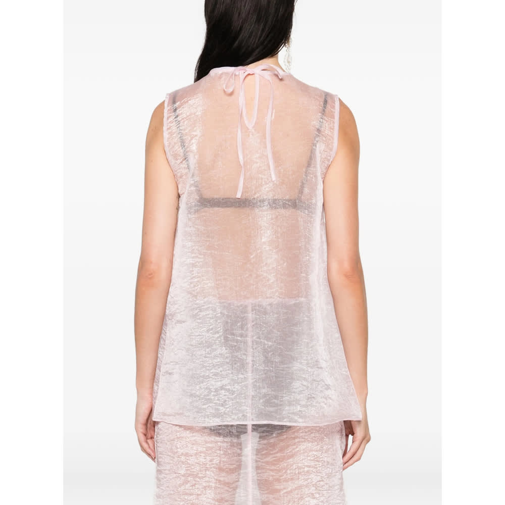 Cecilie Bahnsen Floral-embellished Sleeveless Top In Pink