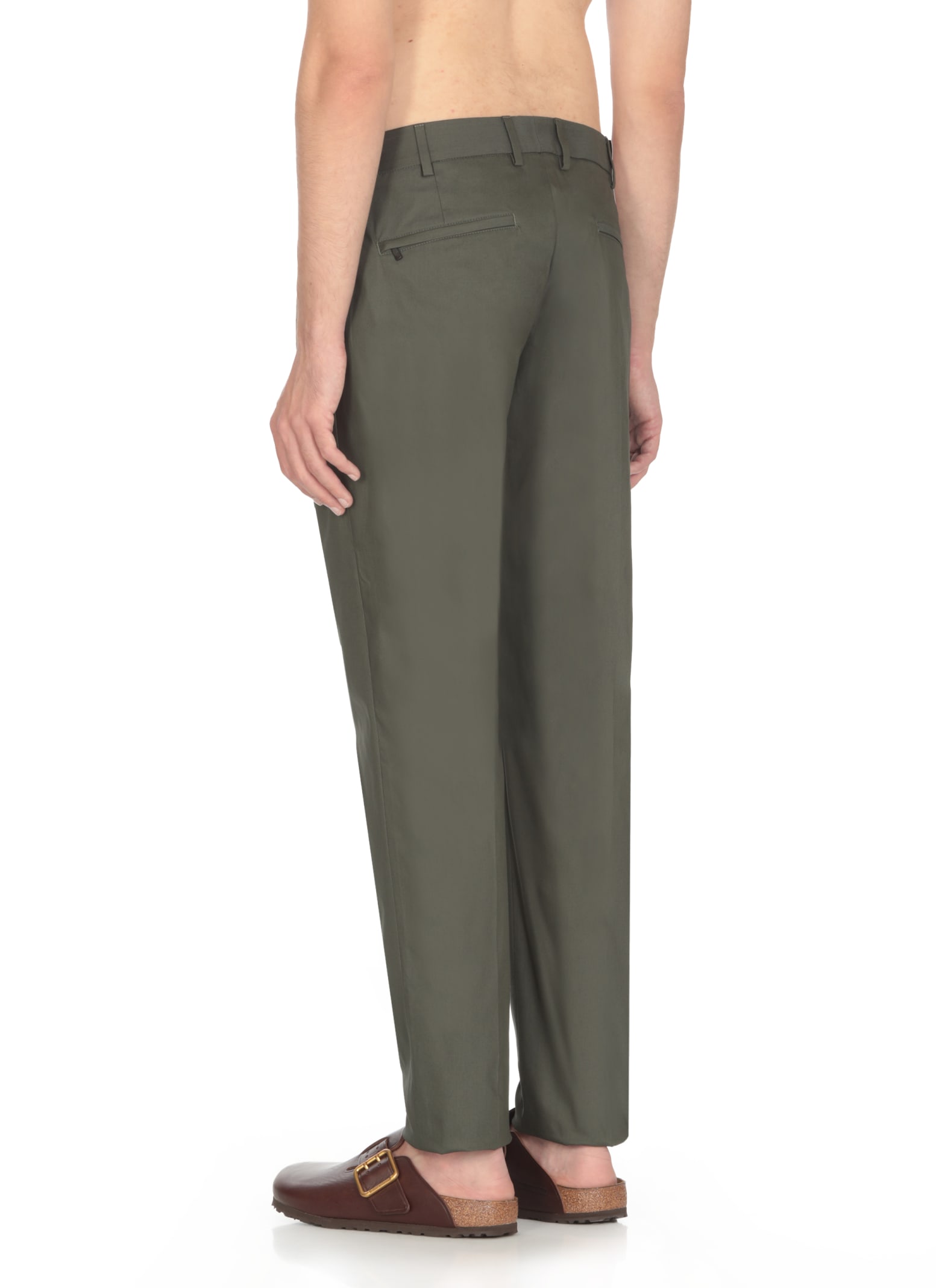 Shop Pt Torino Cotton Tailored Trousers  In Green