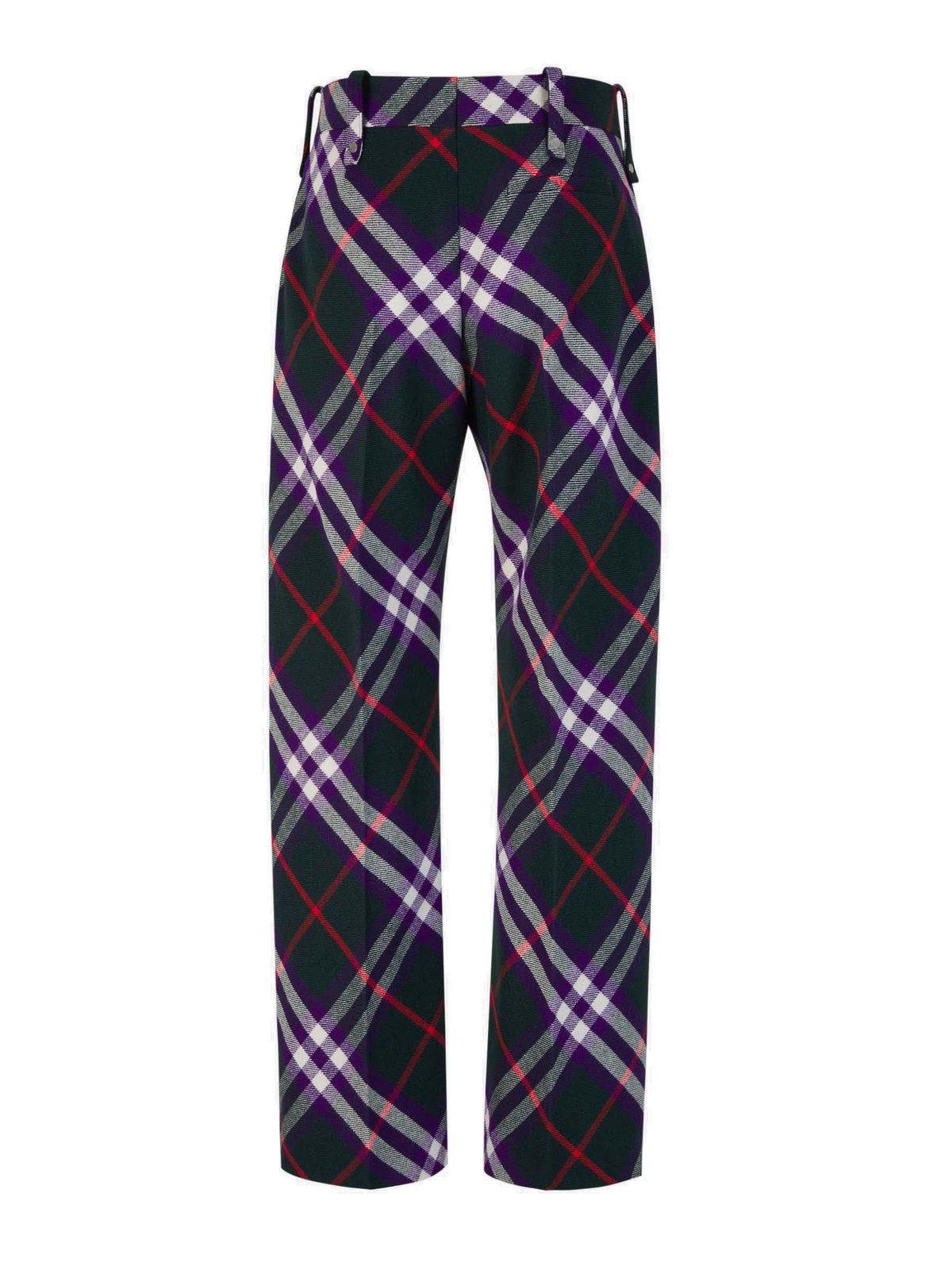 Shop Burberry Plaid-check Straight-leg Trousers In Multicolour