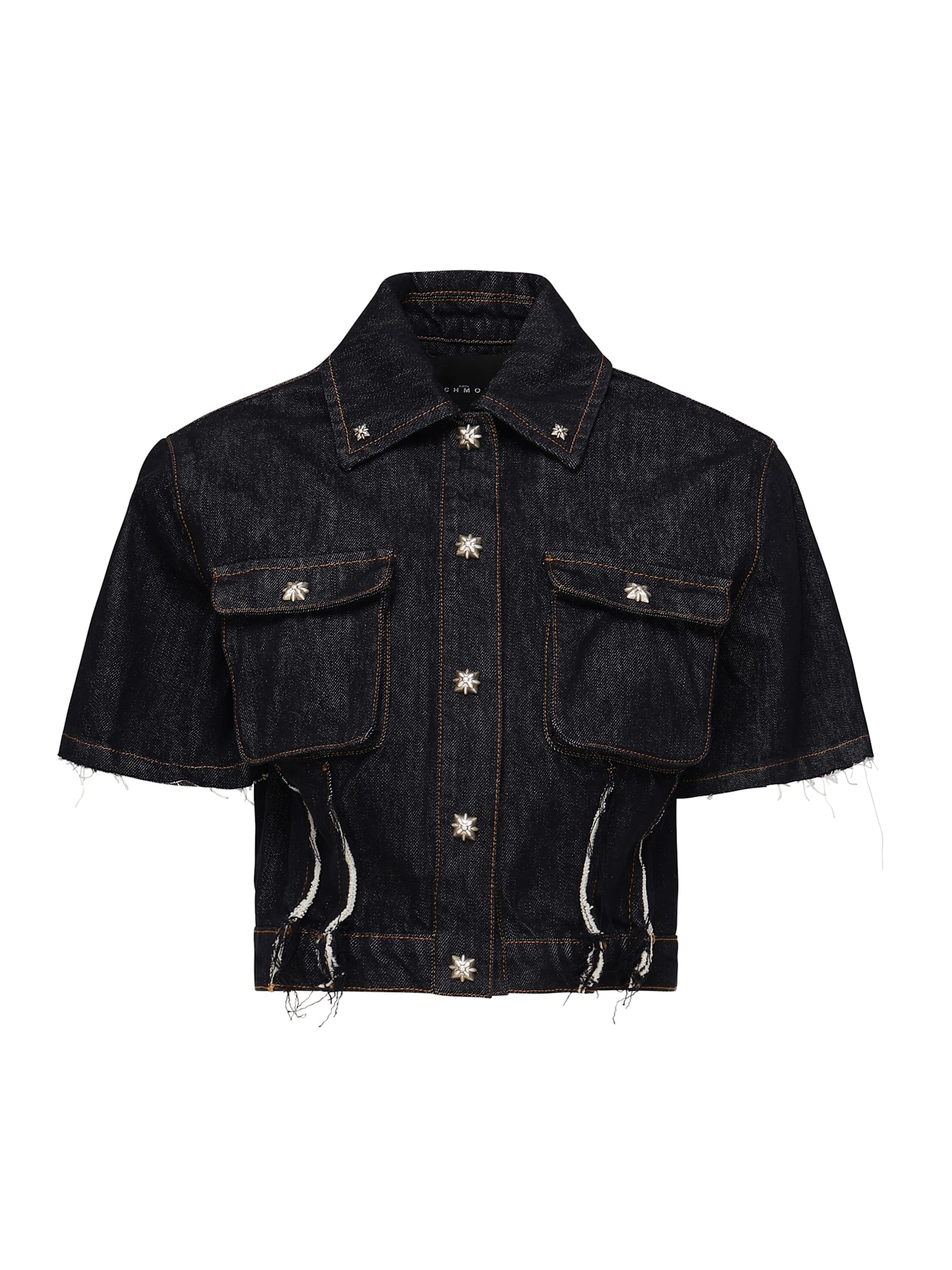 John Richmond Short Sleeves Denim Shirt In Midnight Blue