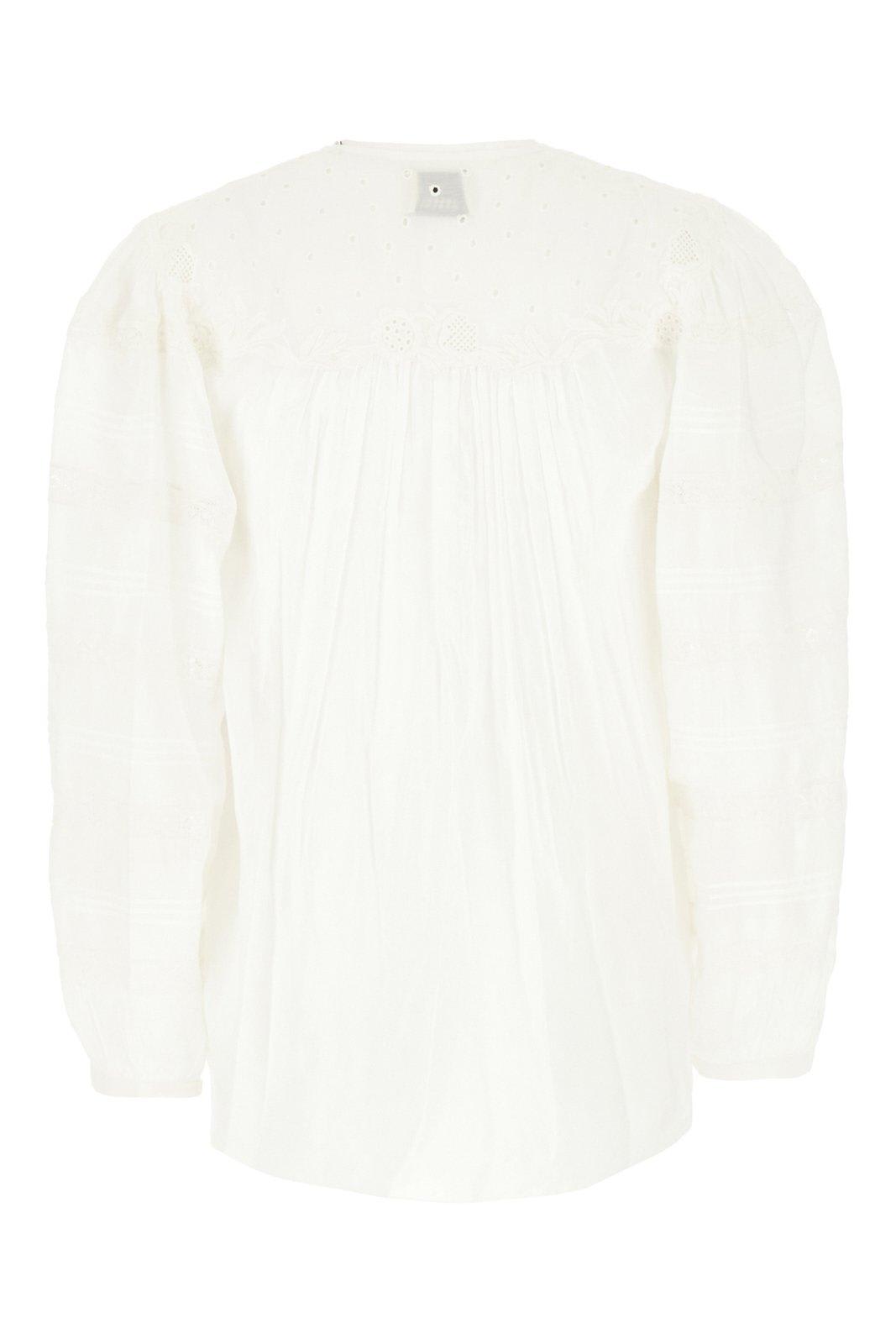Shop Isabel Marant Long-sleeved Crewneck Top In White