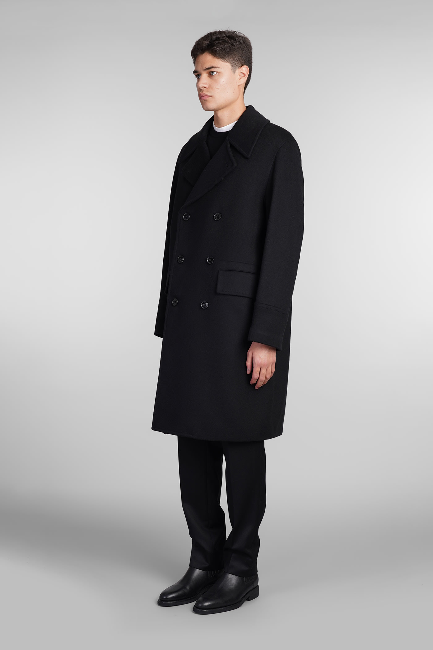 Shop Mackintosh Redford Coat In Black Wool