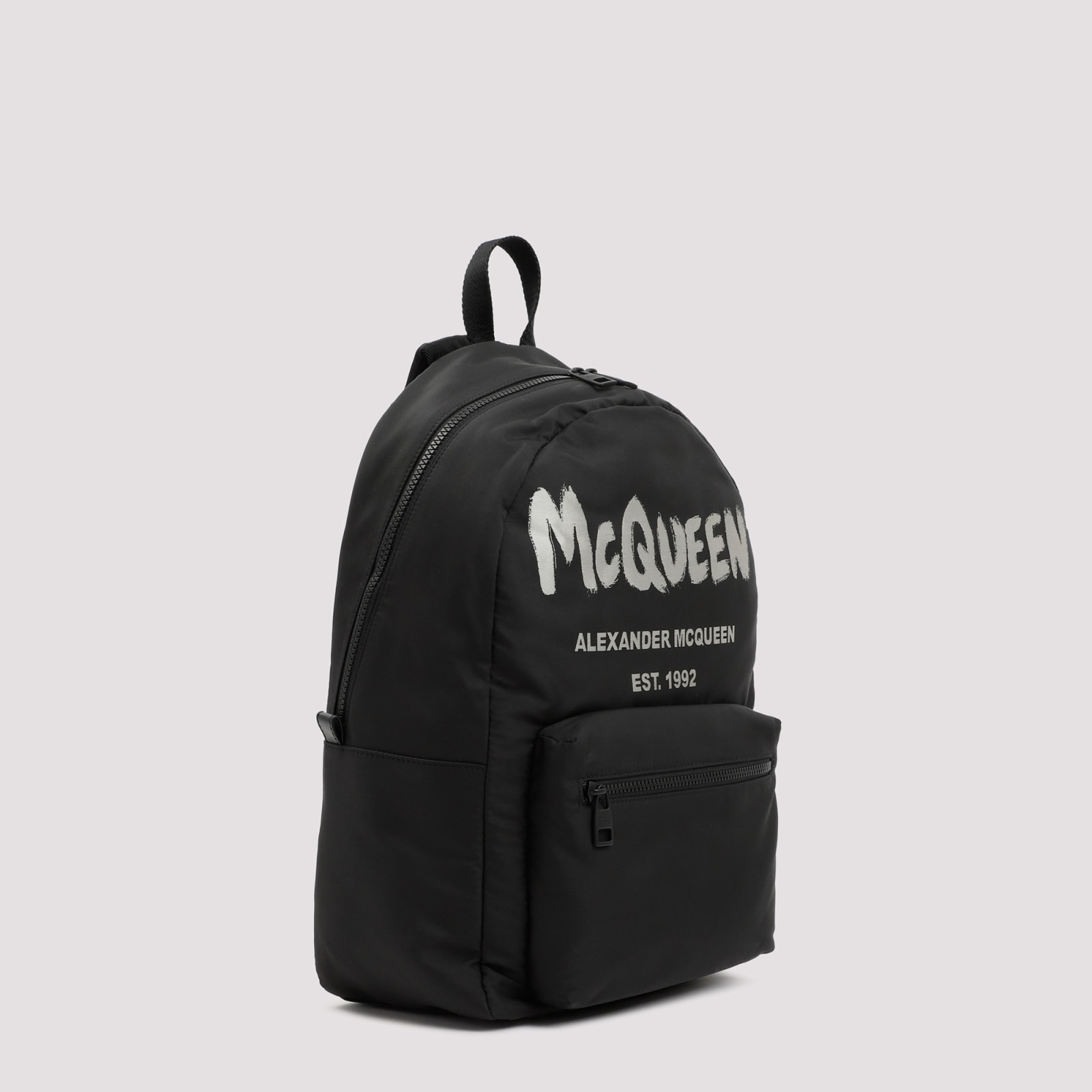 Shop Alexander Mcqueen Graffiti Metropolitan Printed Backpack In Black Off White