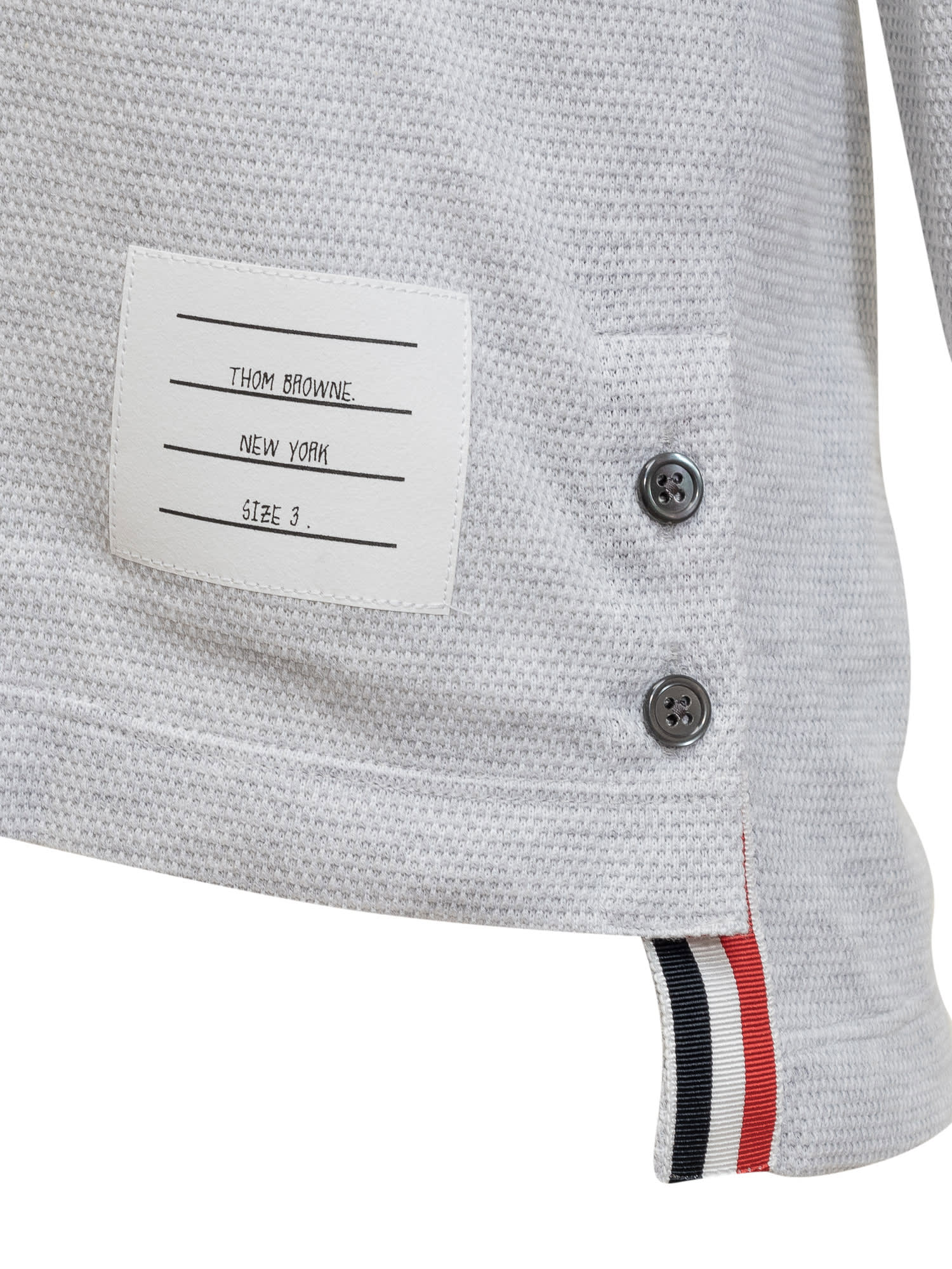 Shop Thom Browne Polo Shirt With 4-bar Logo In Pale Grey