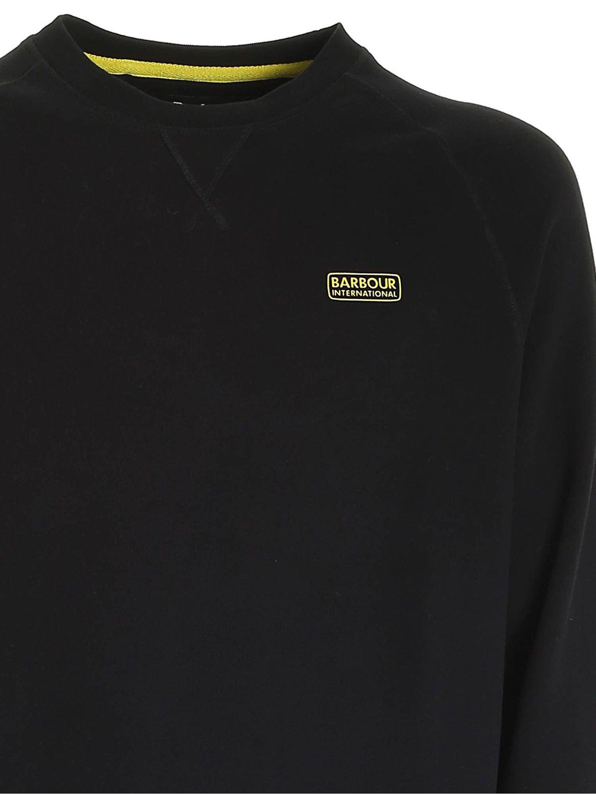 Shop Barbour Logo Detailed Long Sleeved Crewneck Sweatshirt In Black