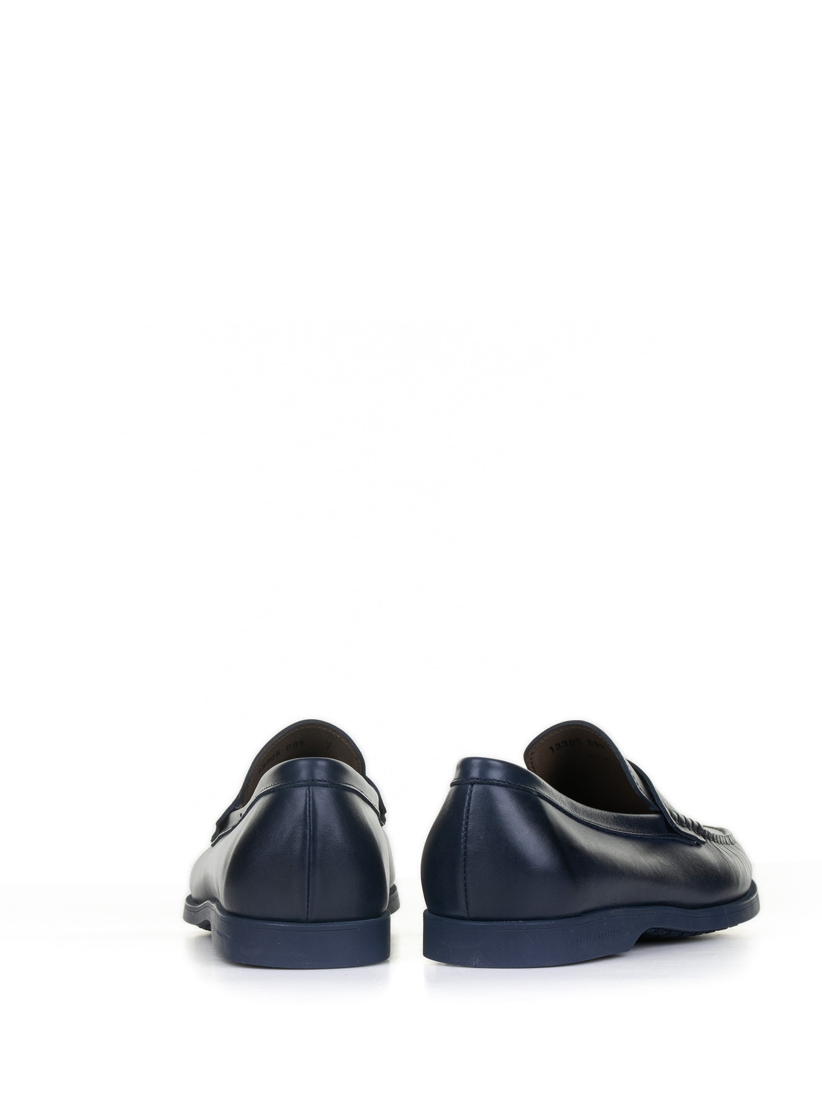 Shop Fratelli Rossetti Navy Blue Leather Loafer In Marine